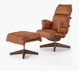 Ramus Lounge Chair & Ottoman - Comfort Leather,  Chestnut Brown,  Walnut,  Satin Nickel Ramus Lounge Chair & Ottoman - Comfort Leather,  Chestnut Brown,  Walnut,  Satin Nickel