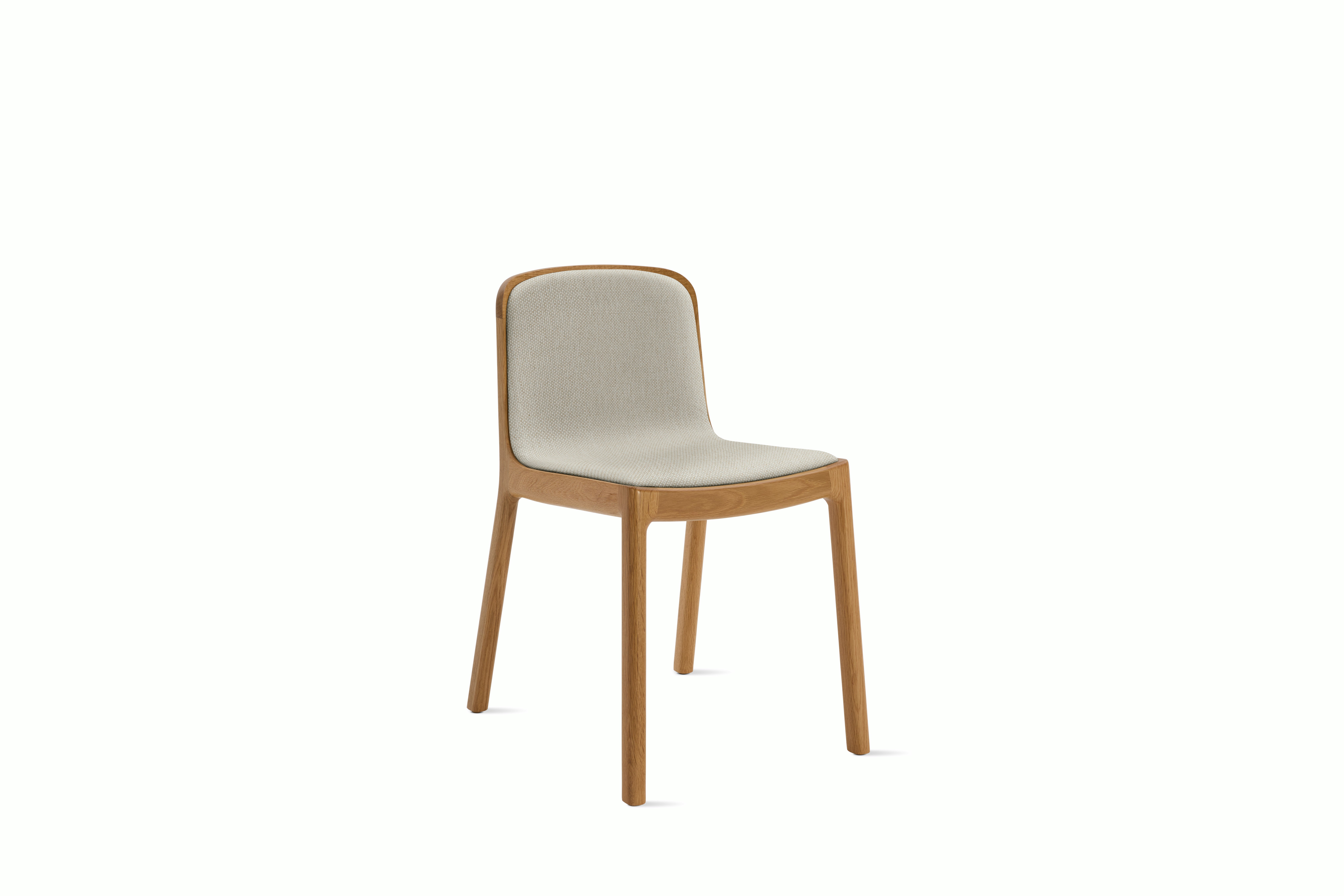 A Lijn Side Chair in Shell Oak viewed from an angle.