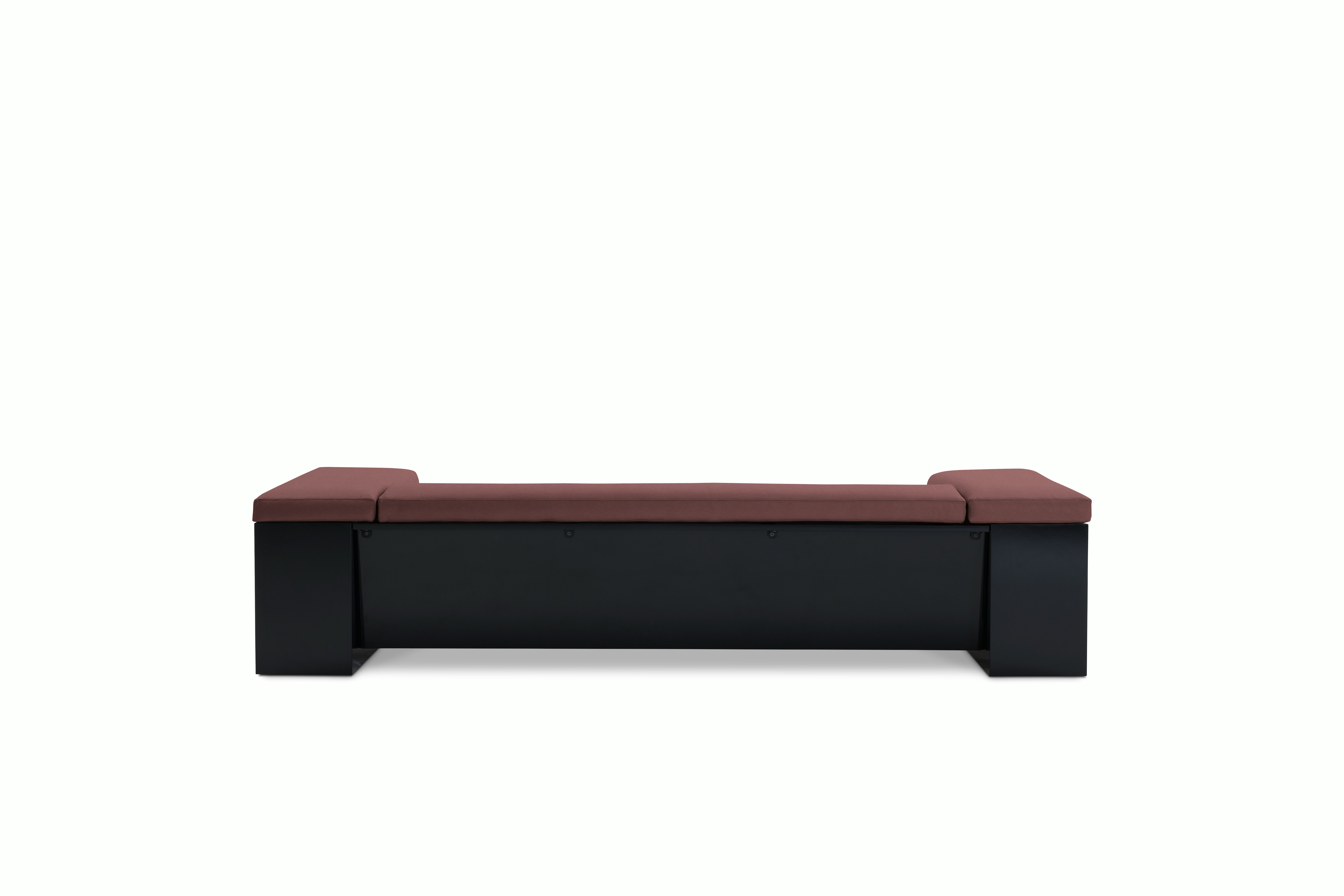 A Brigadier Sofa in Appalachian and Black viewed from behind.