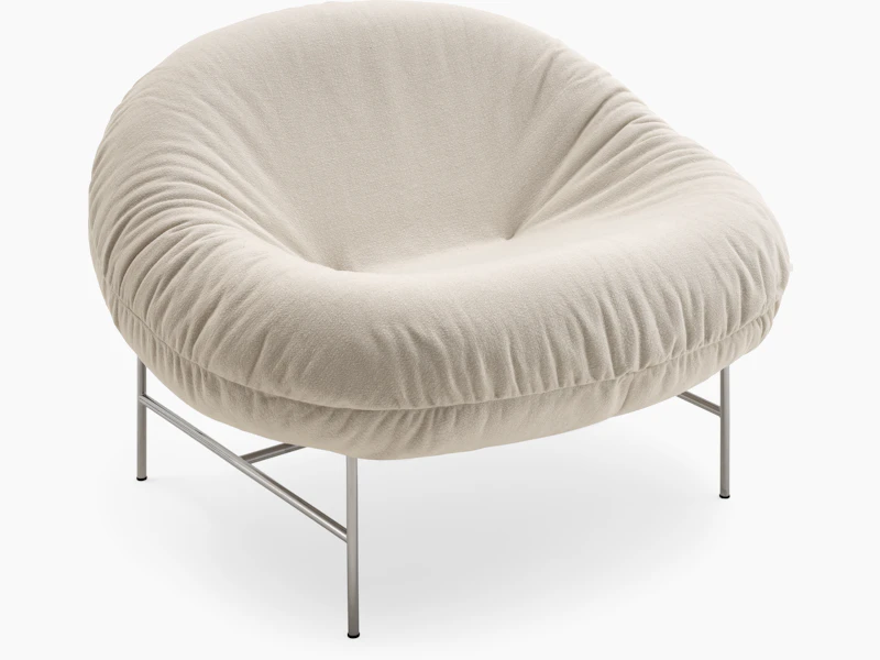 Bun Lounge Chair - Haven, Ivory, Polished Chrome