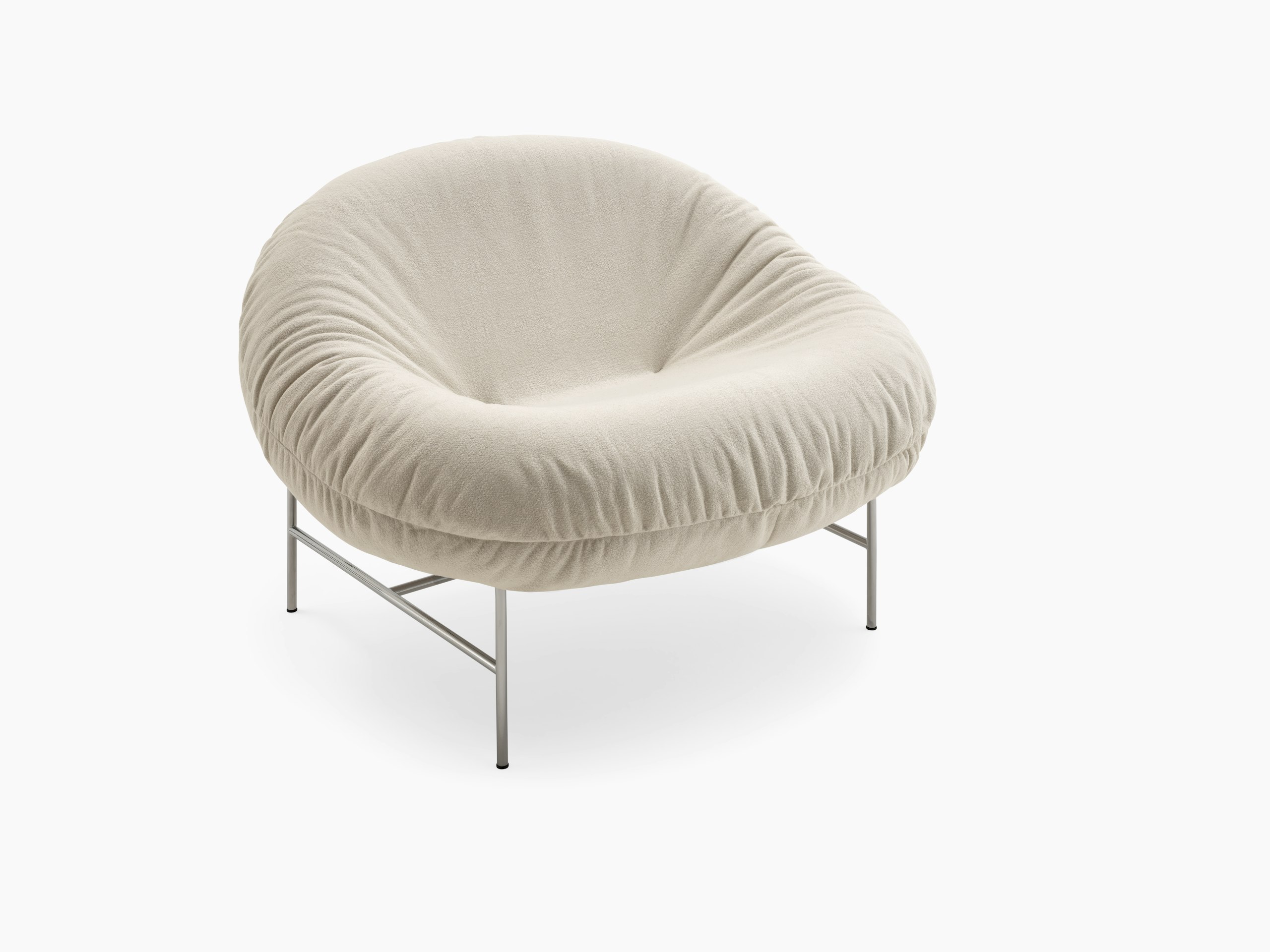 Bun Lounge Chair - Haven, Ivory, Polished Chrome