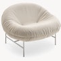 Bun Lounge Chair - Haven, Ivory, Polished Chrome