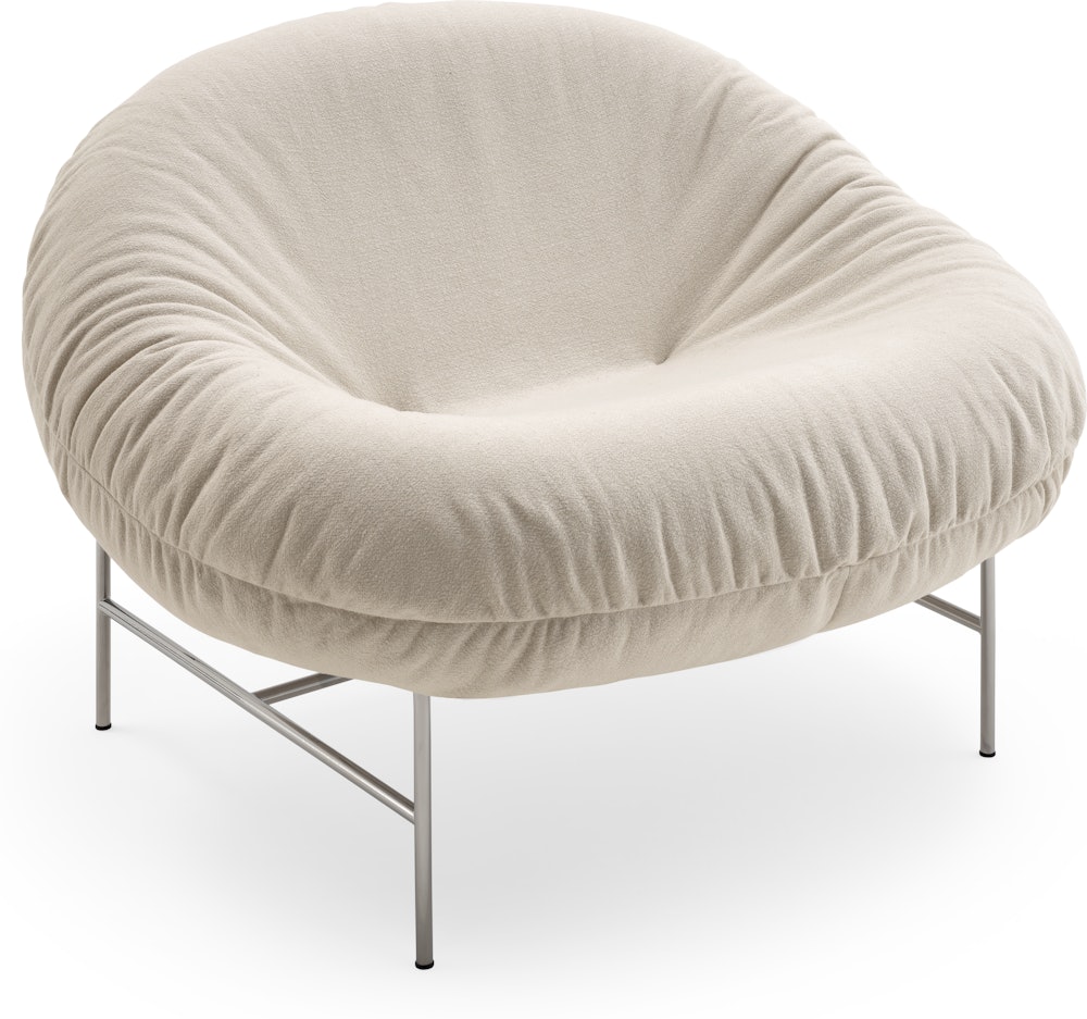 Bun Lounge Chair - Haven, Ivory, Polished Chrome