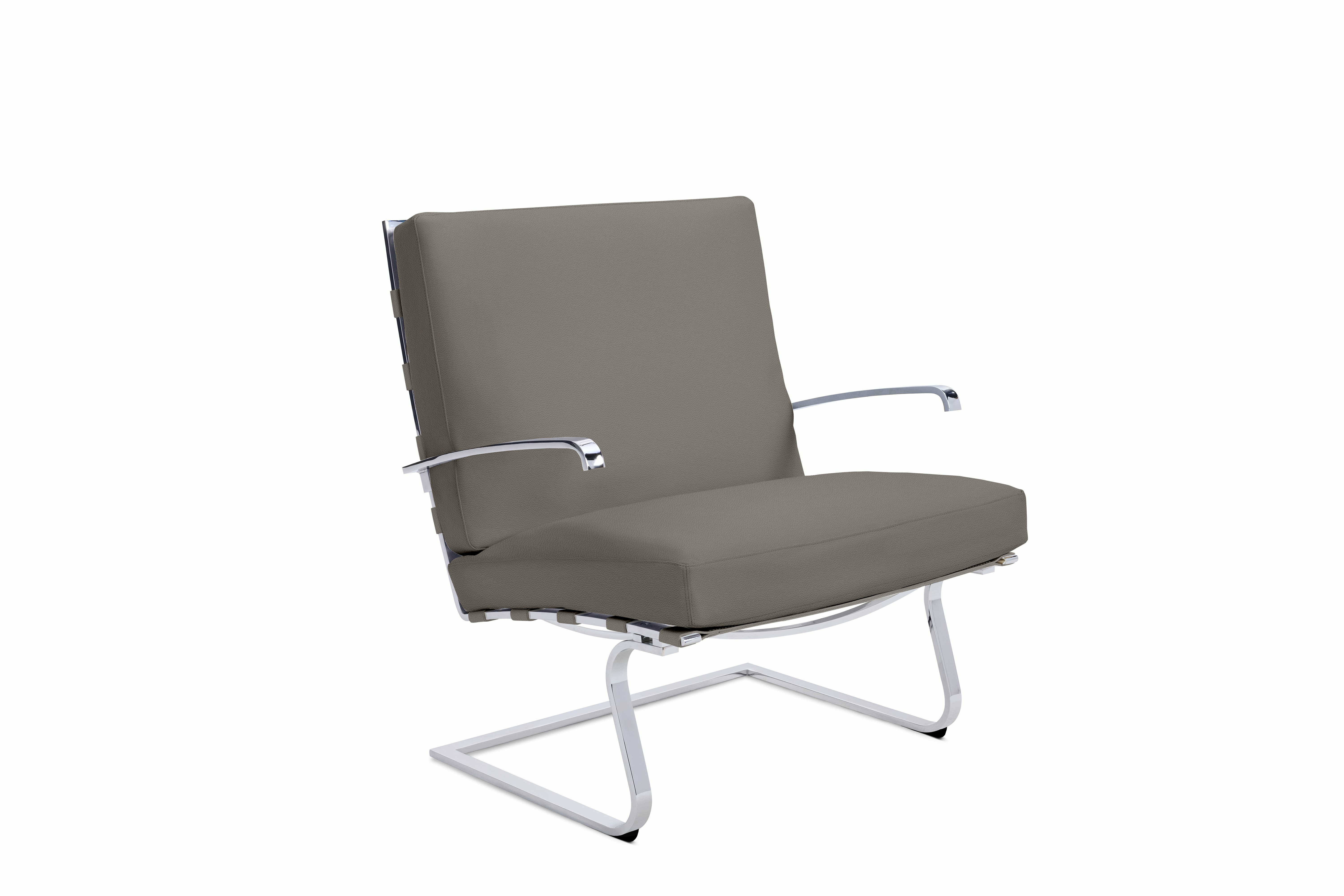 Tugendhat Chair in Acqua Leather,  Aquitania with belting in Acqua Leather,  Aquitania and chrome frame