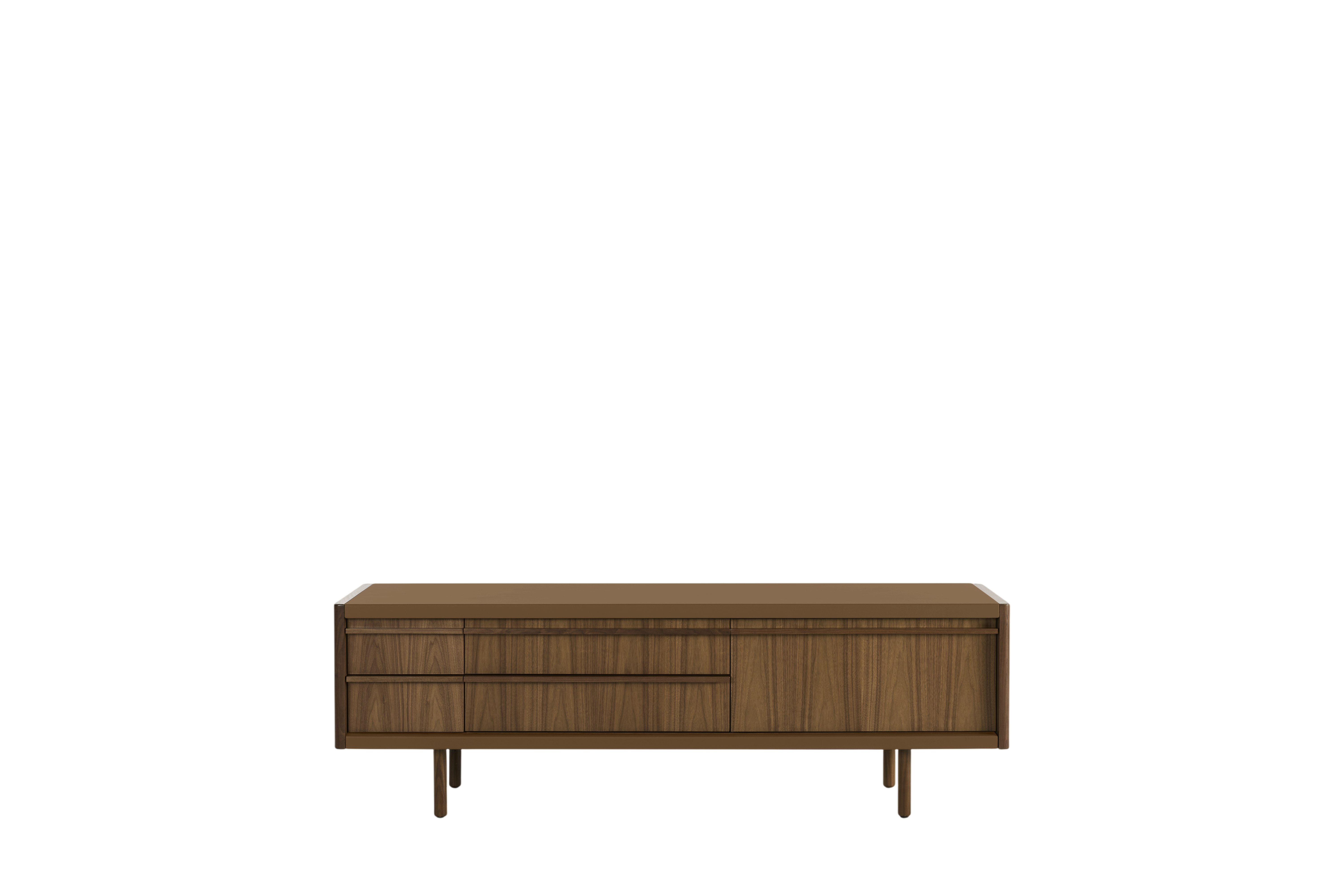 New Canaan Media Unit - Walnut, Bristol Leather, Desert