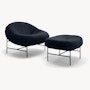 Bun Lounge Chair and Ottoman - Curly ,  Blue,  Black