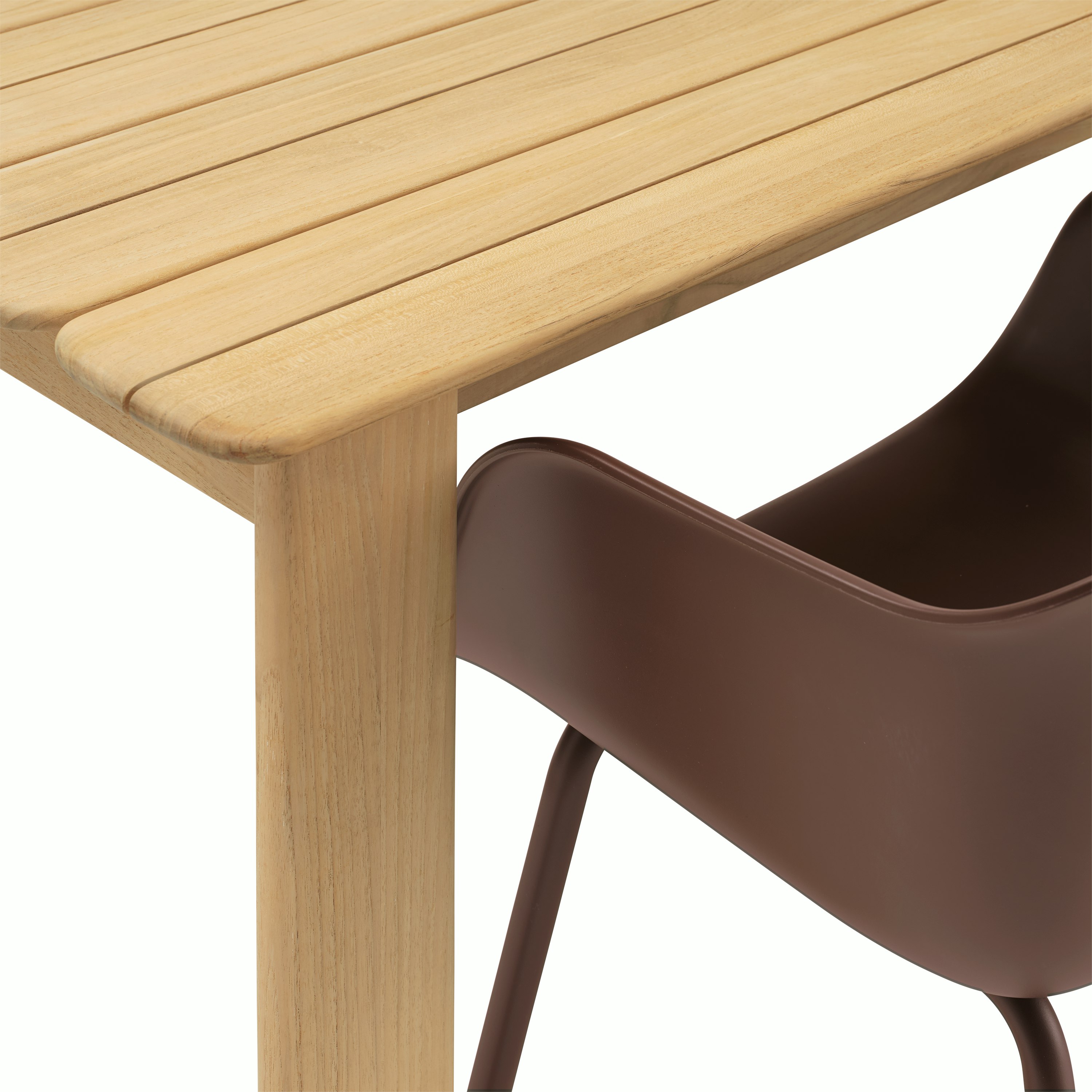 Detailed shot of Assemble Table in teak