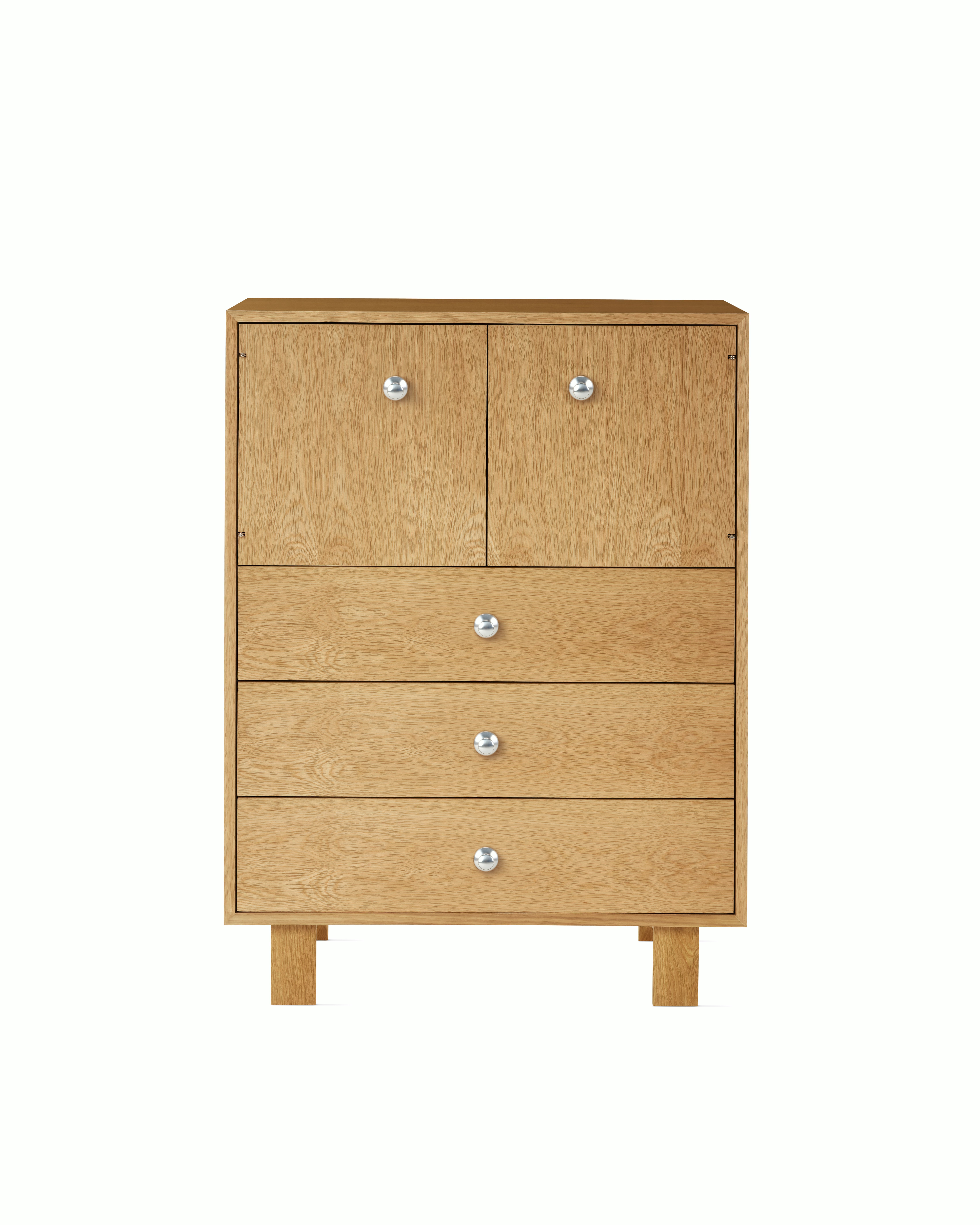 Nelson Basic Cabinet Series Console - White Oak,  Pawn Pull,  Standard Leg