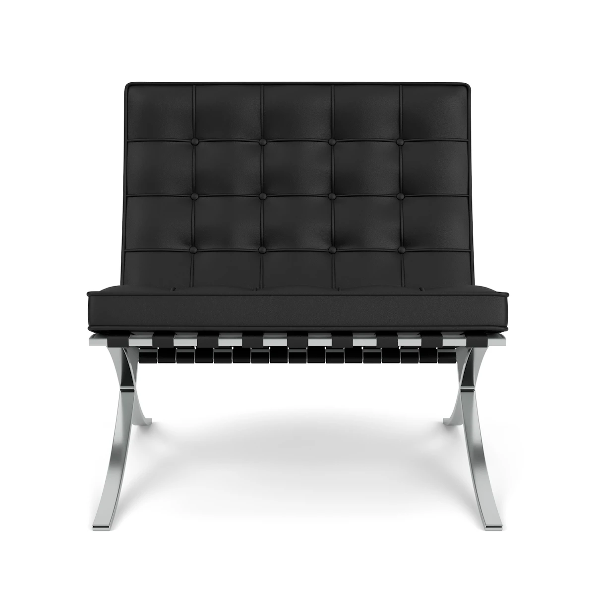 Knoll Barcelona Chair, Volo Leather, Black, Polished Chrome