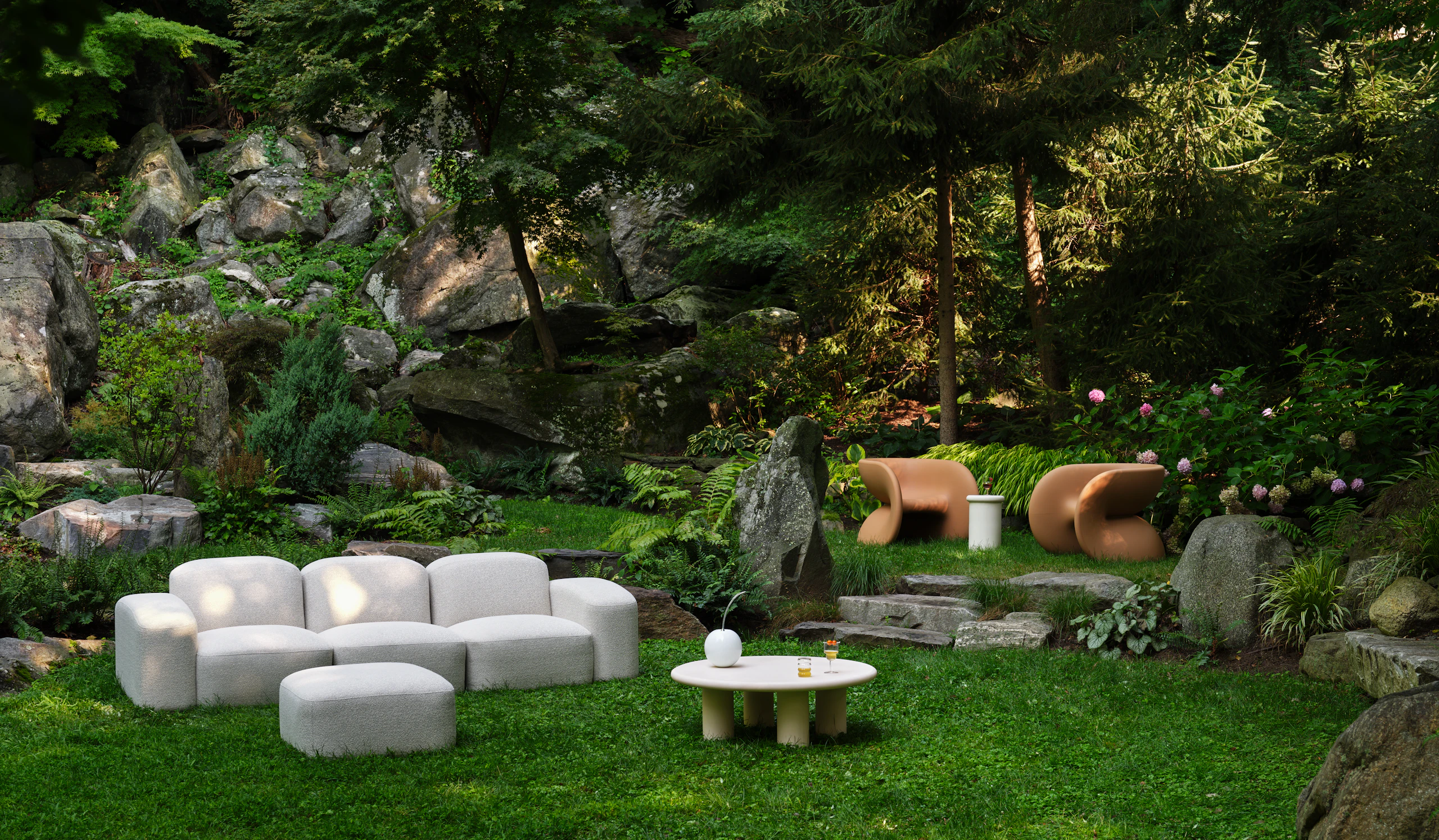 Muse Outdoor Sofa and Earth Outdoor Coffee Table
