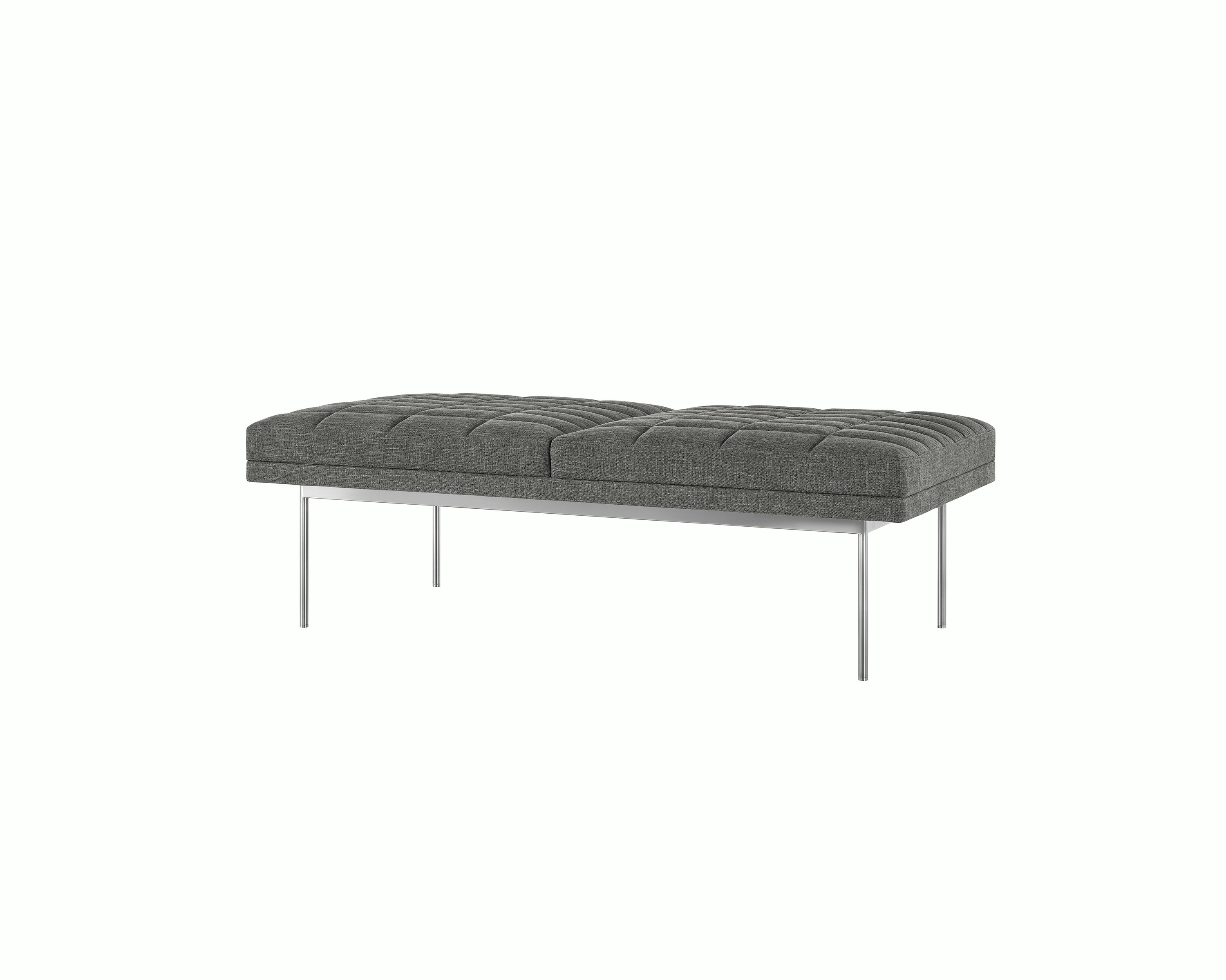 A Tuxedo Component Lounge Bench with neutral upholstery and a metal base, viewed at an angle.