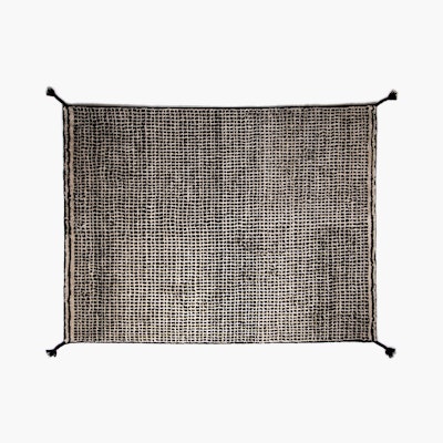 Grid Handknotted Wool Rug - White_Black, 5.7 x 7.9 Grid Handknotted Wool Rug - White_Black, 5.7 x 7.9