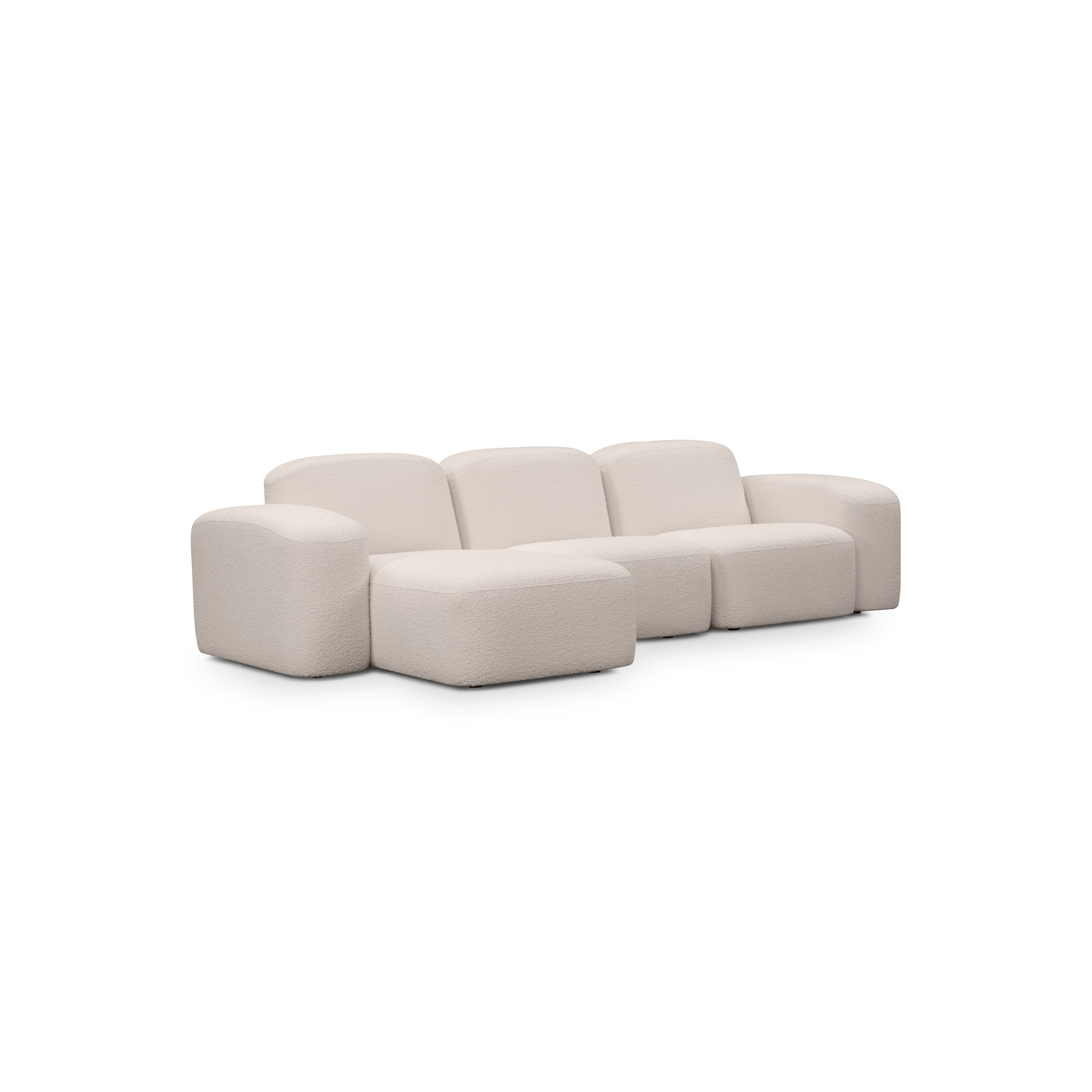 Muse Sectional Chaise - 3 Seater, Boucle, La Creme, LAF