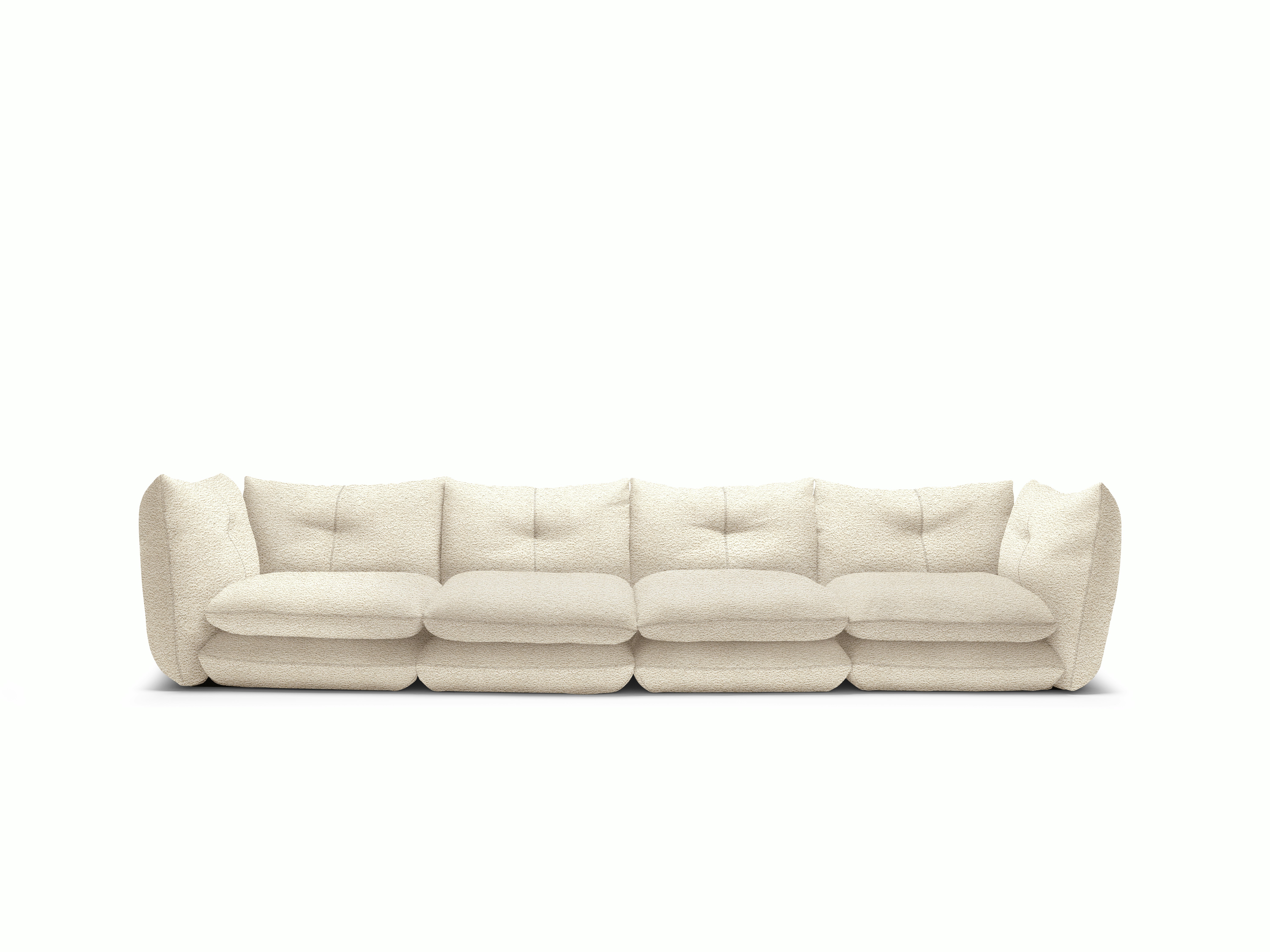 Pillo Sofa -  Four Seater,  Standard or Deep,  Curly,  White