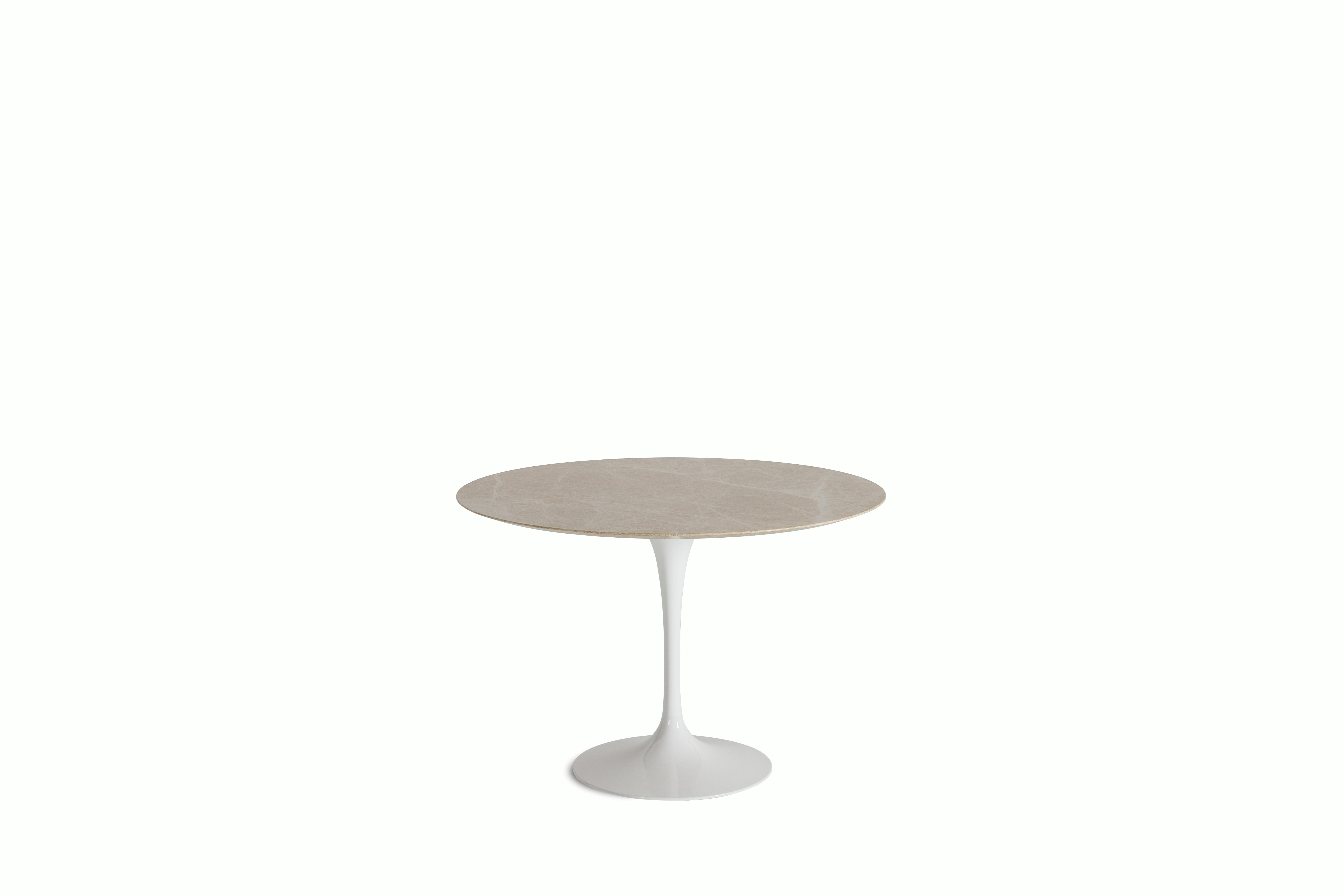 Saarinen Lounge Table - 42 Inch, Polished Emperado Light, White Base