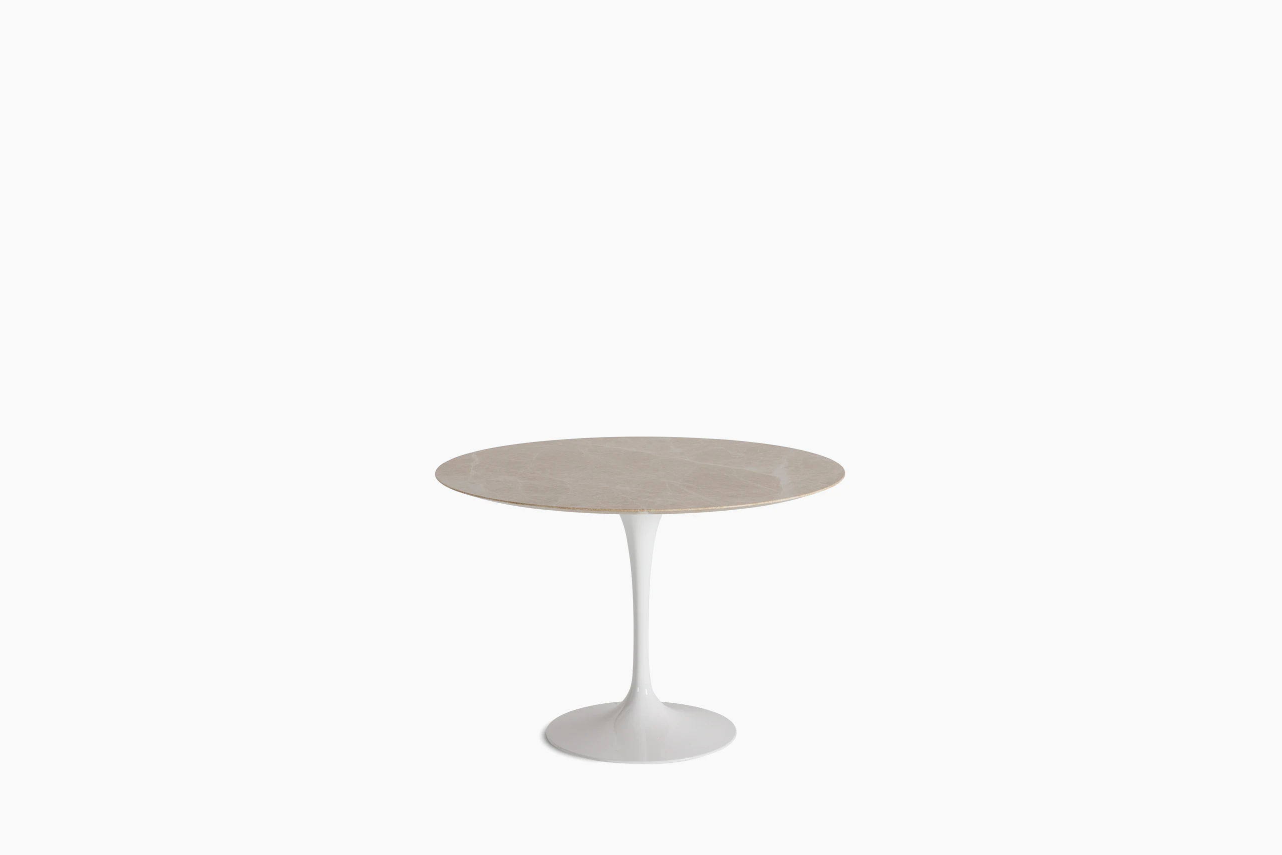 Saarinen Lounge Table - 42 Inch, Polished Emperado Light, White Base