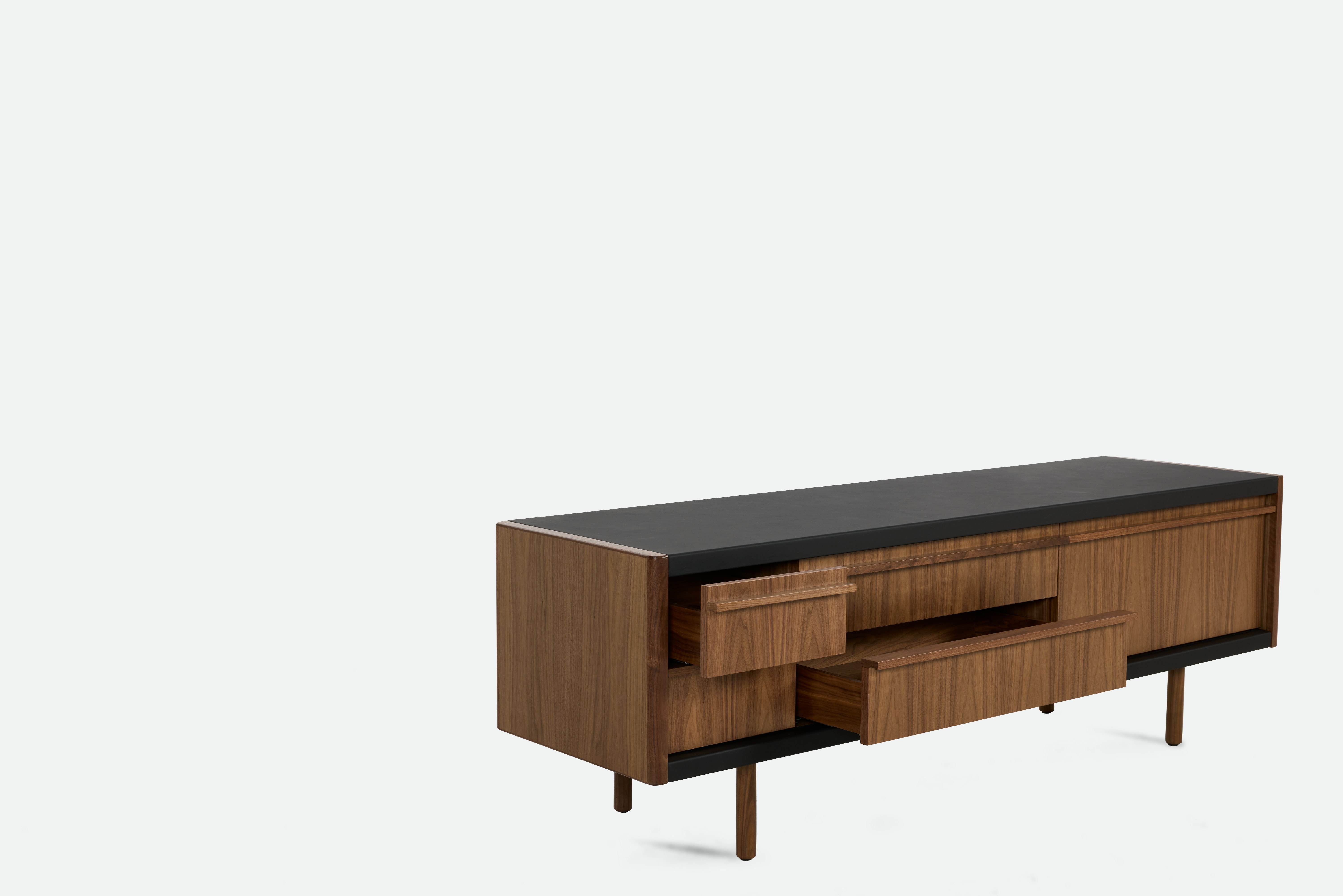 New Canaan Media Unit - black,  walnut