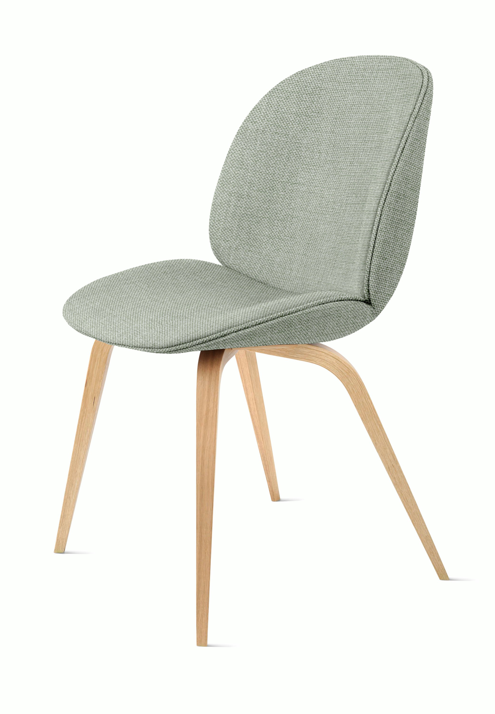 Beetle Side Chair - Side  in Safire Green and Oak legs