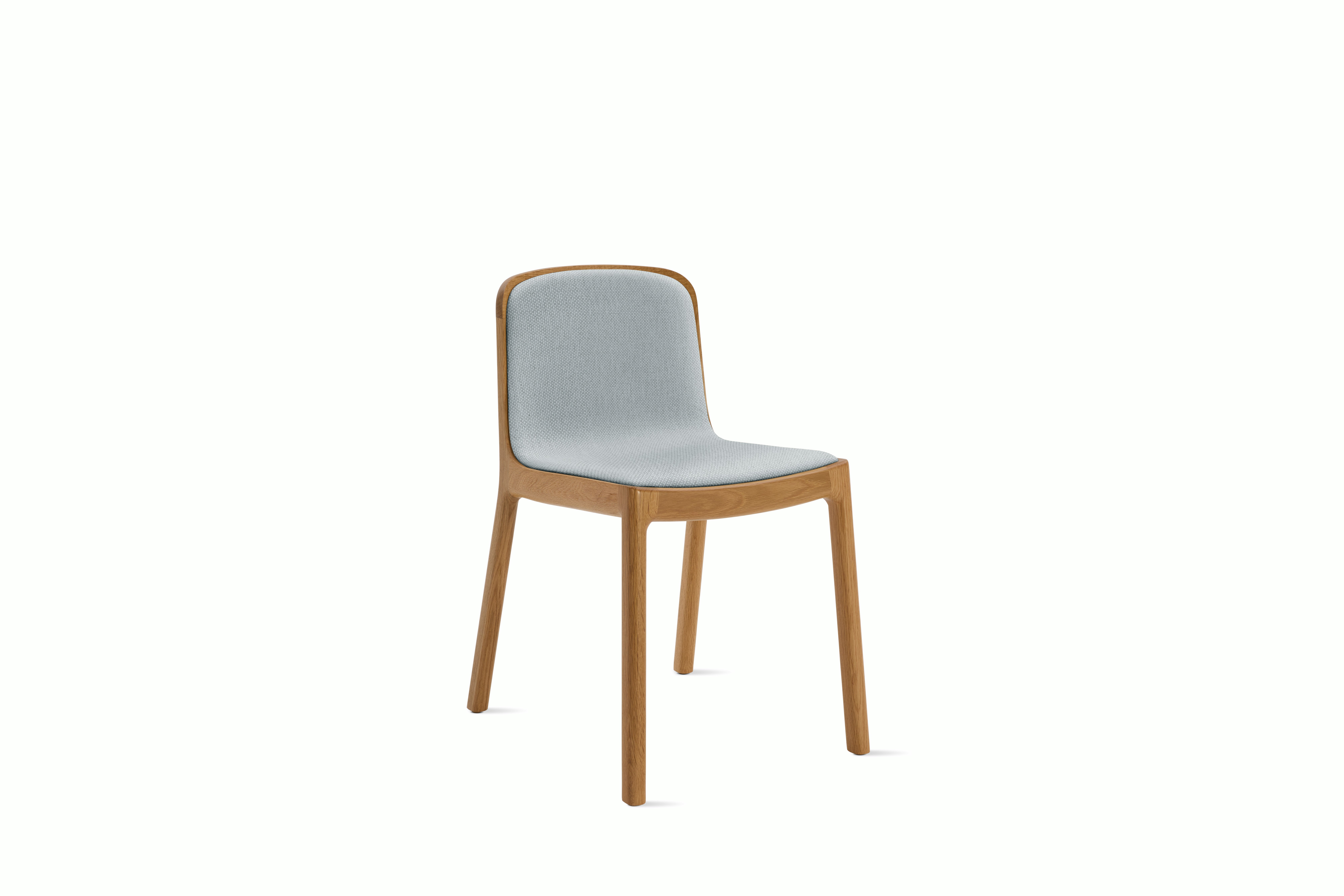 A Lijn Side Chair in Intaglio Oak viewed from an angle.