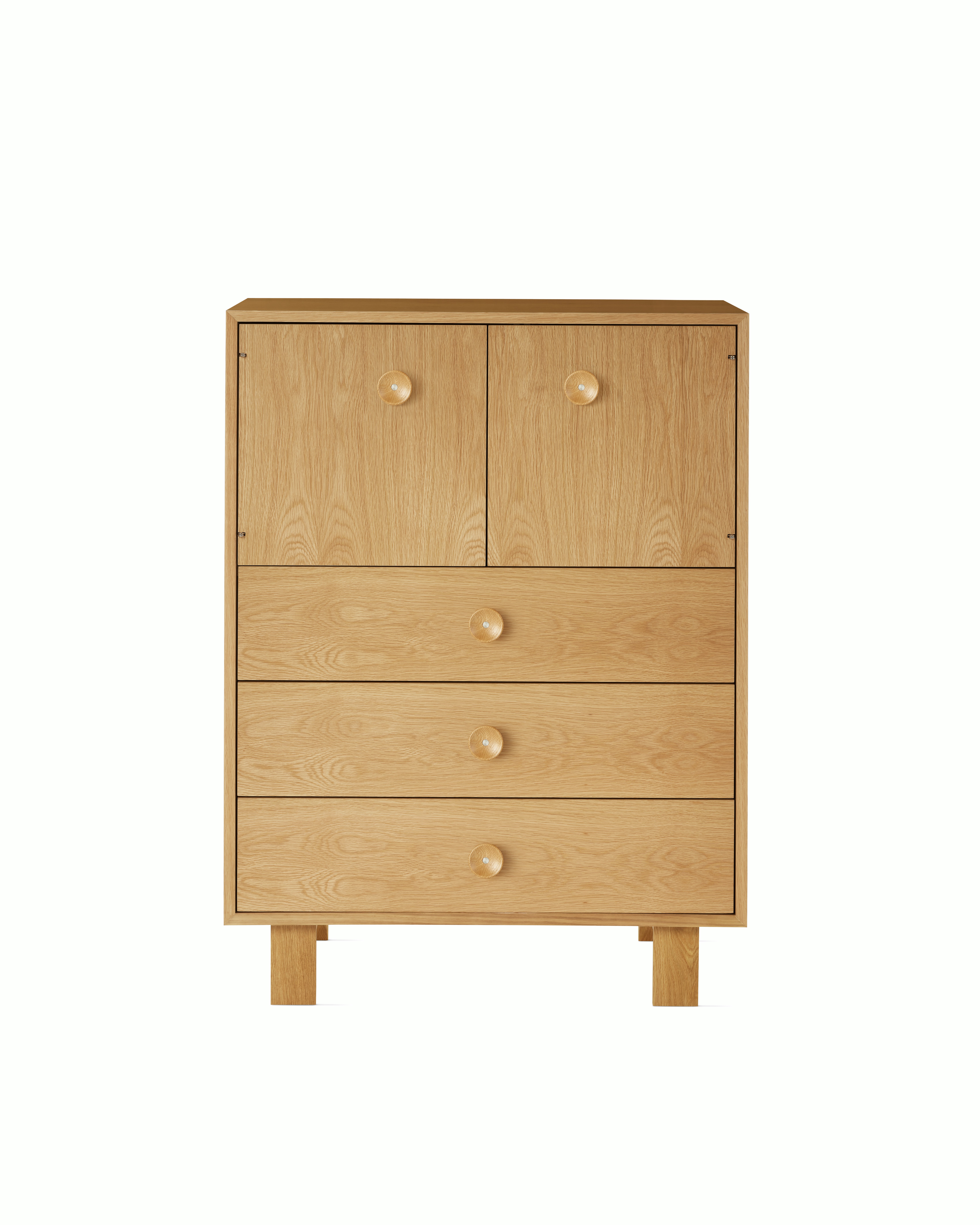 Nelson Basic Cabinet Series Console - White Oak,  Cupcake Pull,  Standard Leg