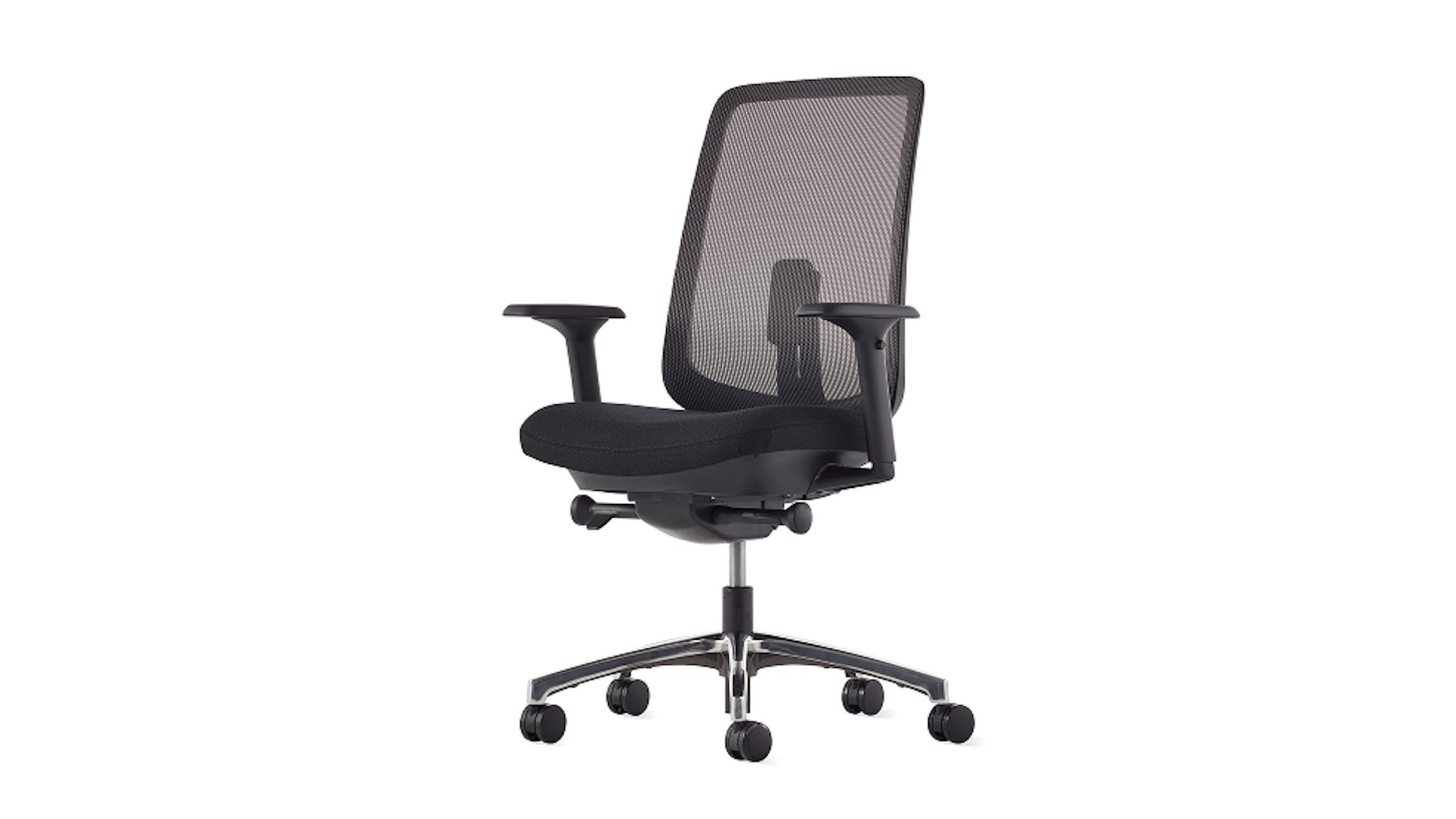 A black Verus Chair by Herman Miller