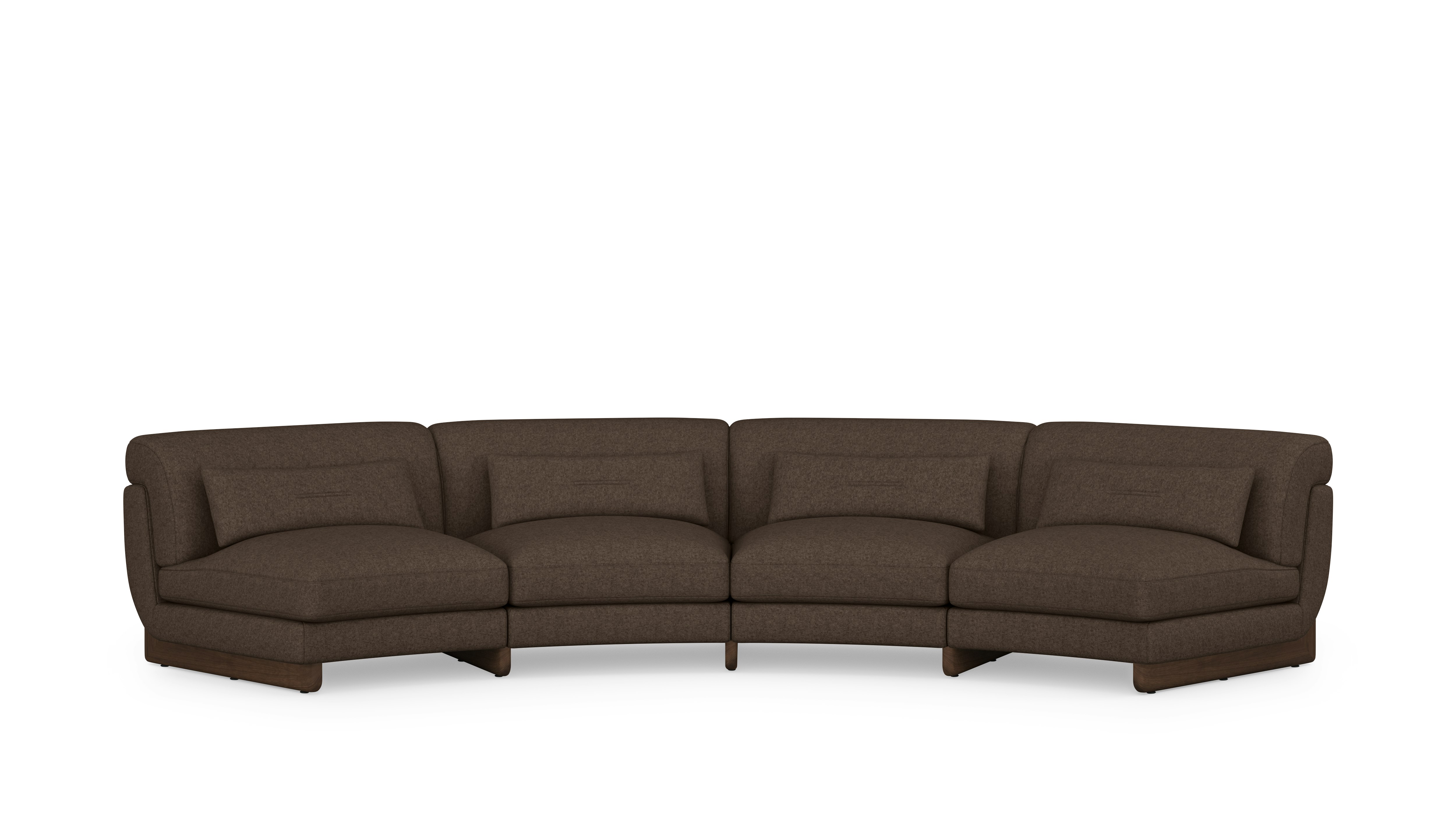 Contra Wedge Sectional - 4 Seat, Pecora, Chocolate , Walnut