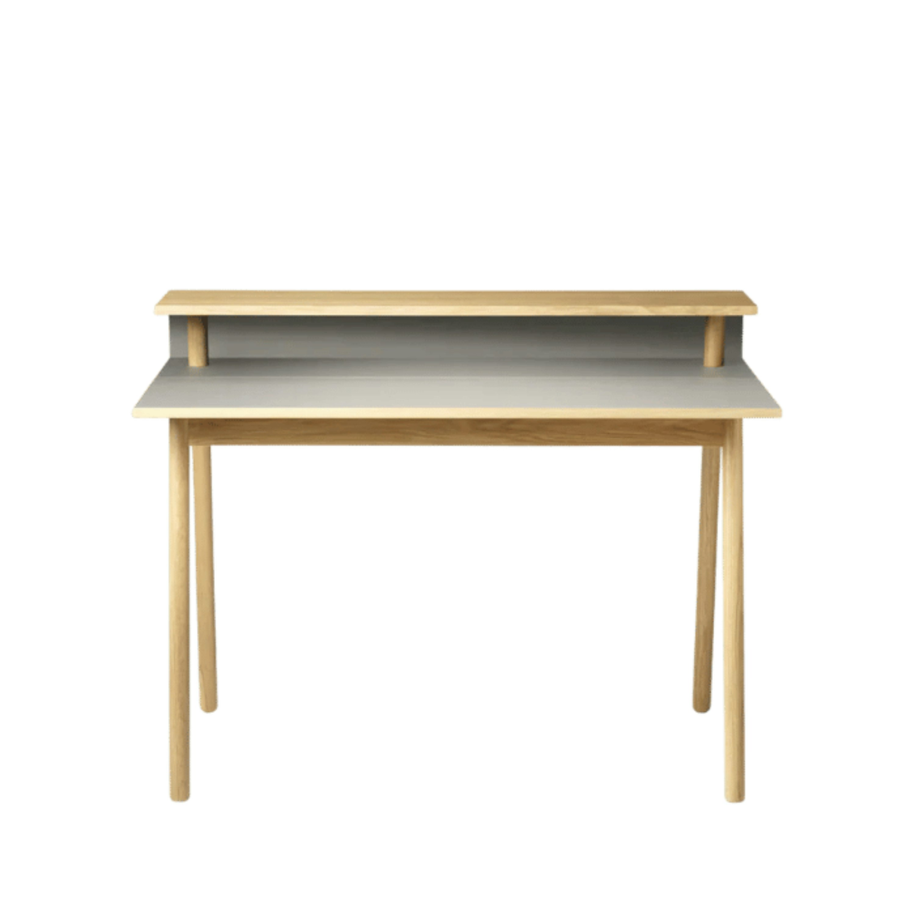 A Norrebro Desk in Linoleum Mushroom viewed from the front.