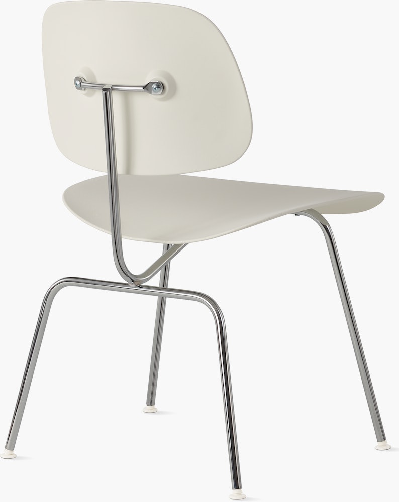 White and Chrome - Eames Molded Plastic Dining Chair (EC-127)