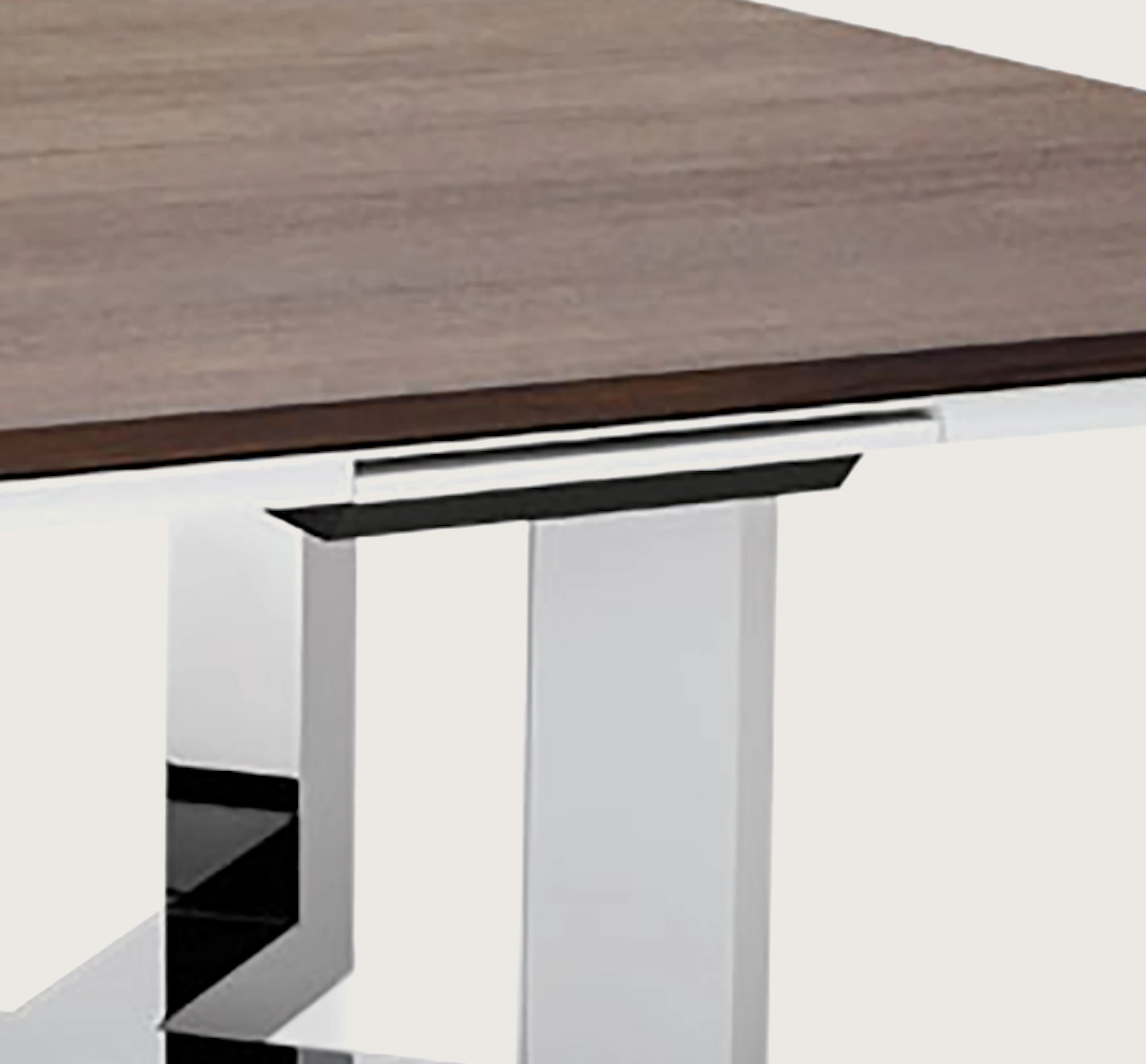 Highline 50 Meeting Table with custom Gery Palado top, technology drawer, angled view.