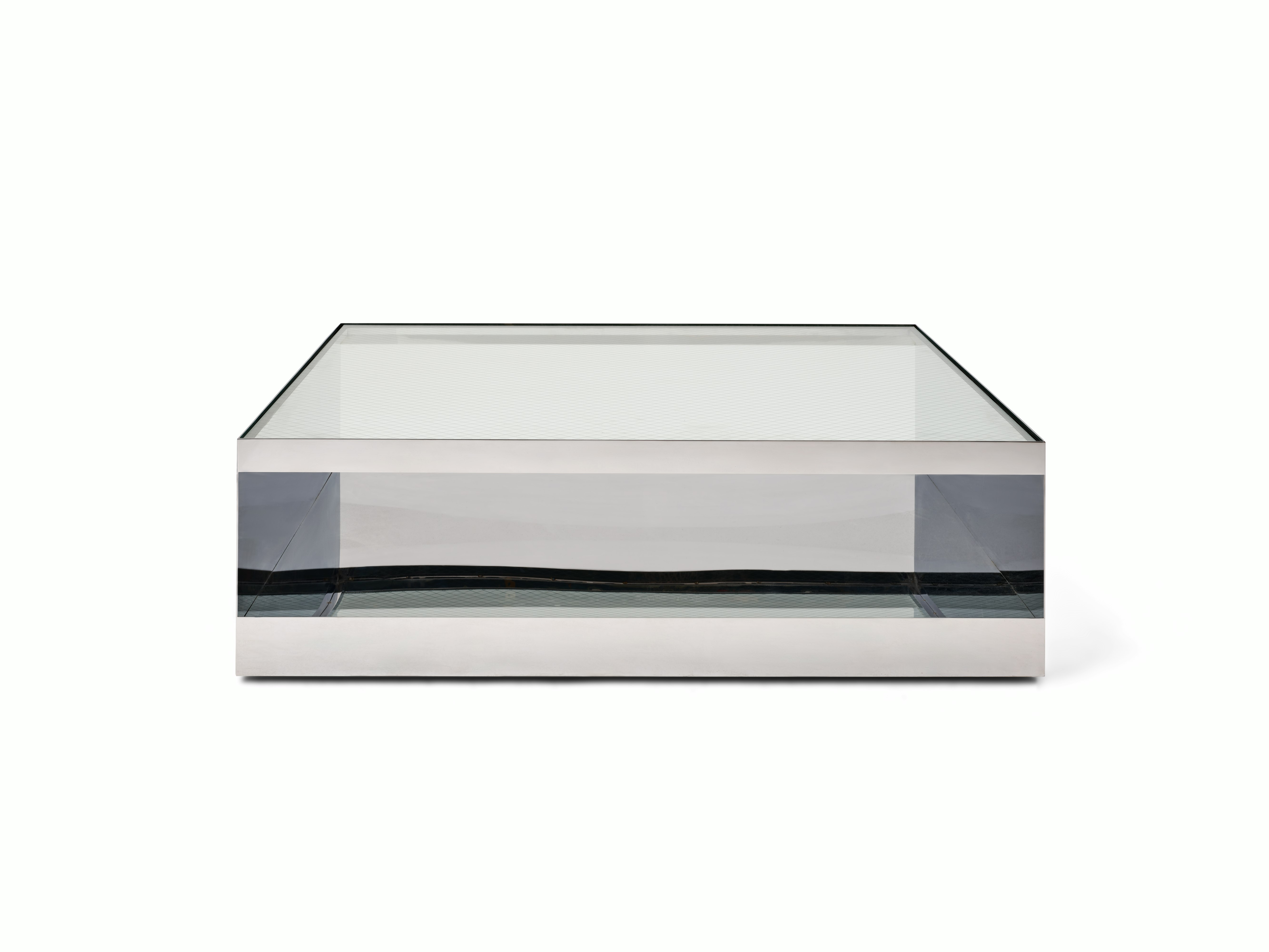 D Urso Occasional Tables - large,  stainless steel,  wired glass
