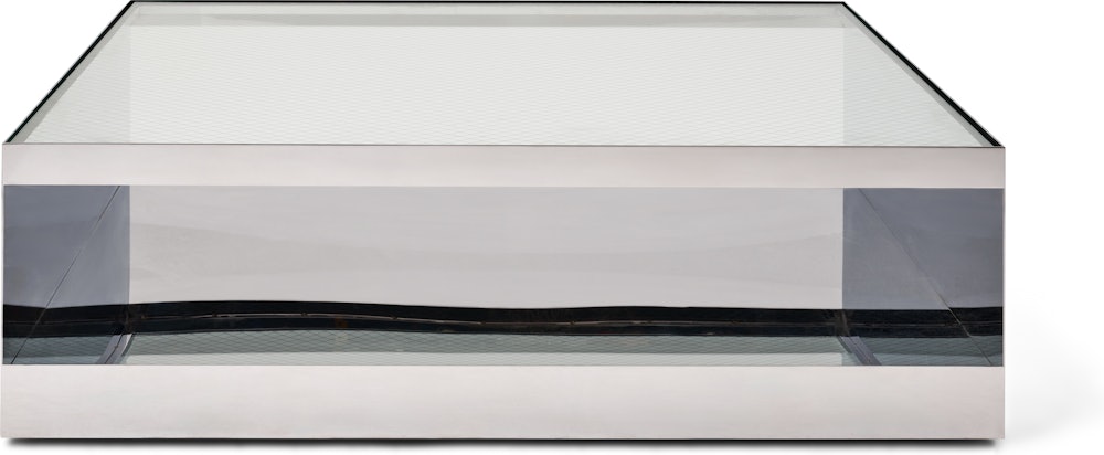 D Urso Occasional Tables - large,  stainless steel,  wired glass