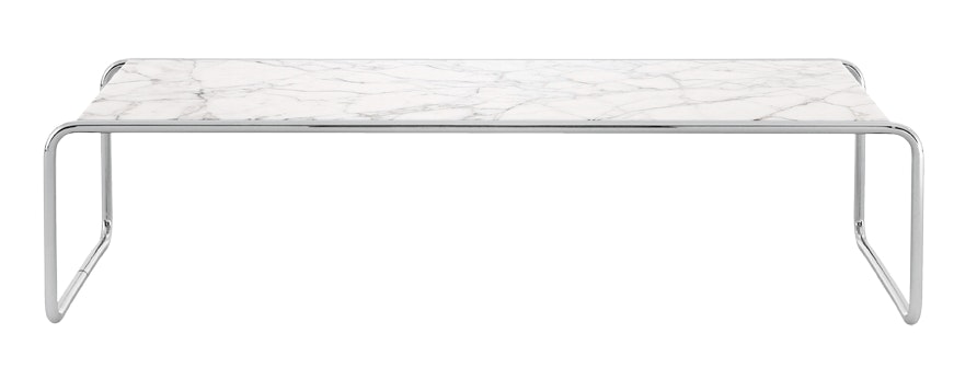 Laccio Table - Large, Arabescato Marble, Polished Aluminum