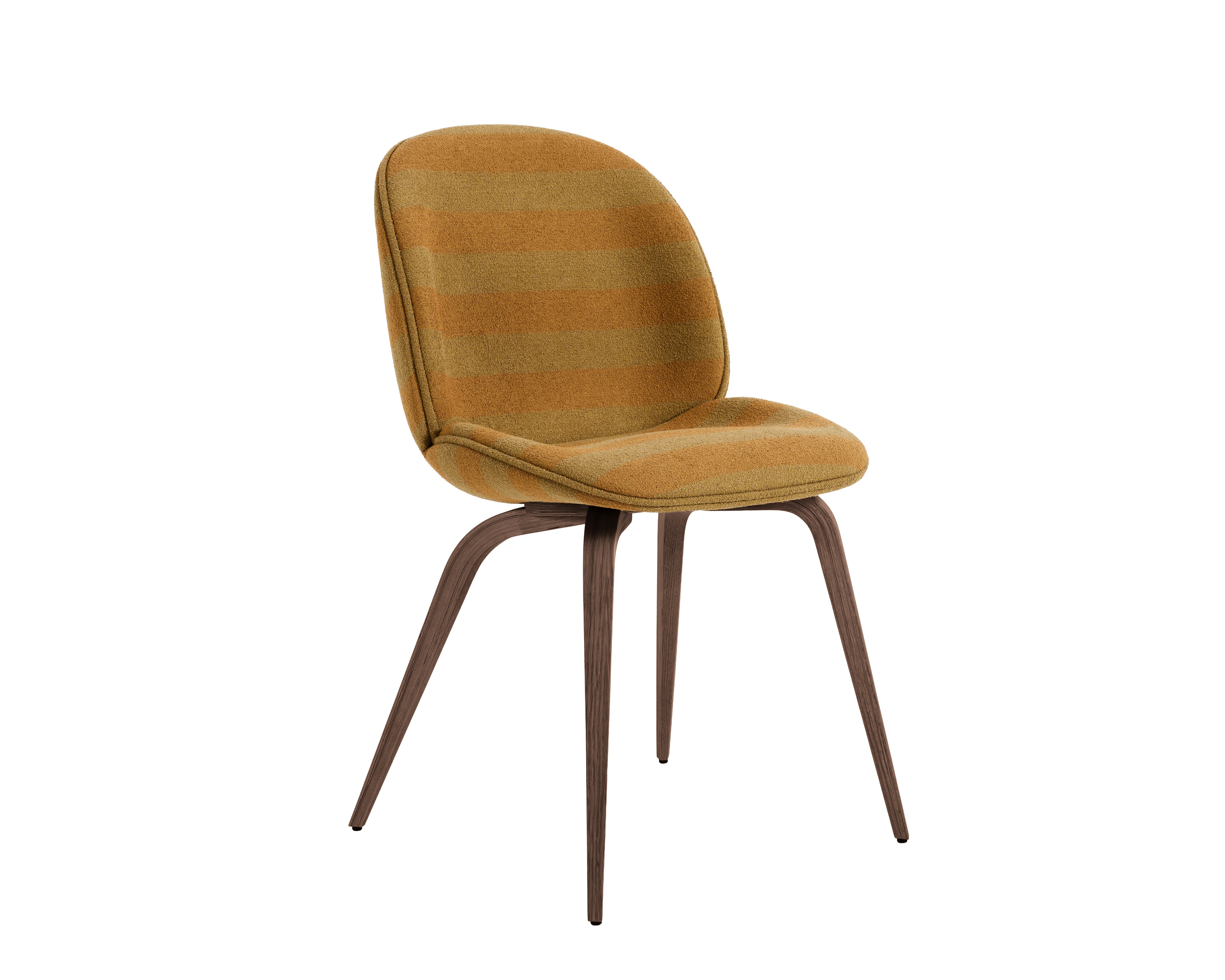 A Beetle Side Chair in sand, walnut viewed from an angle.