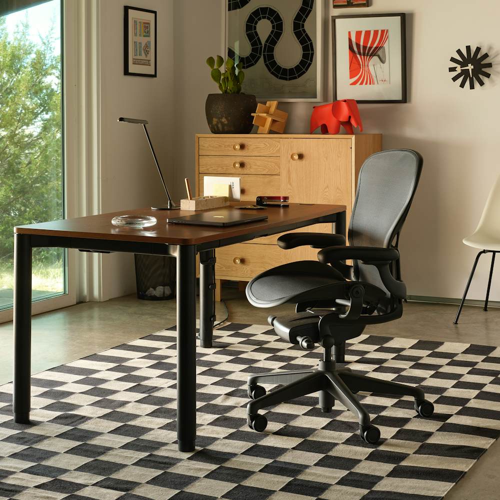 Spout Sit-to-Stand Table with Aeron Chair
