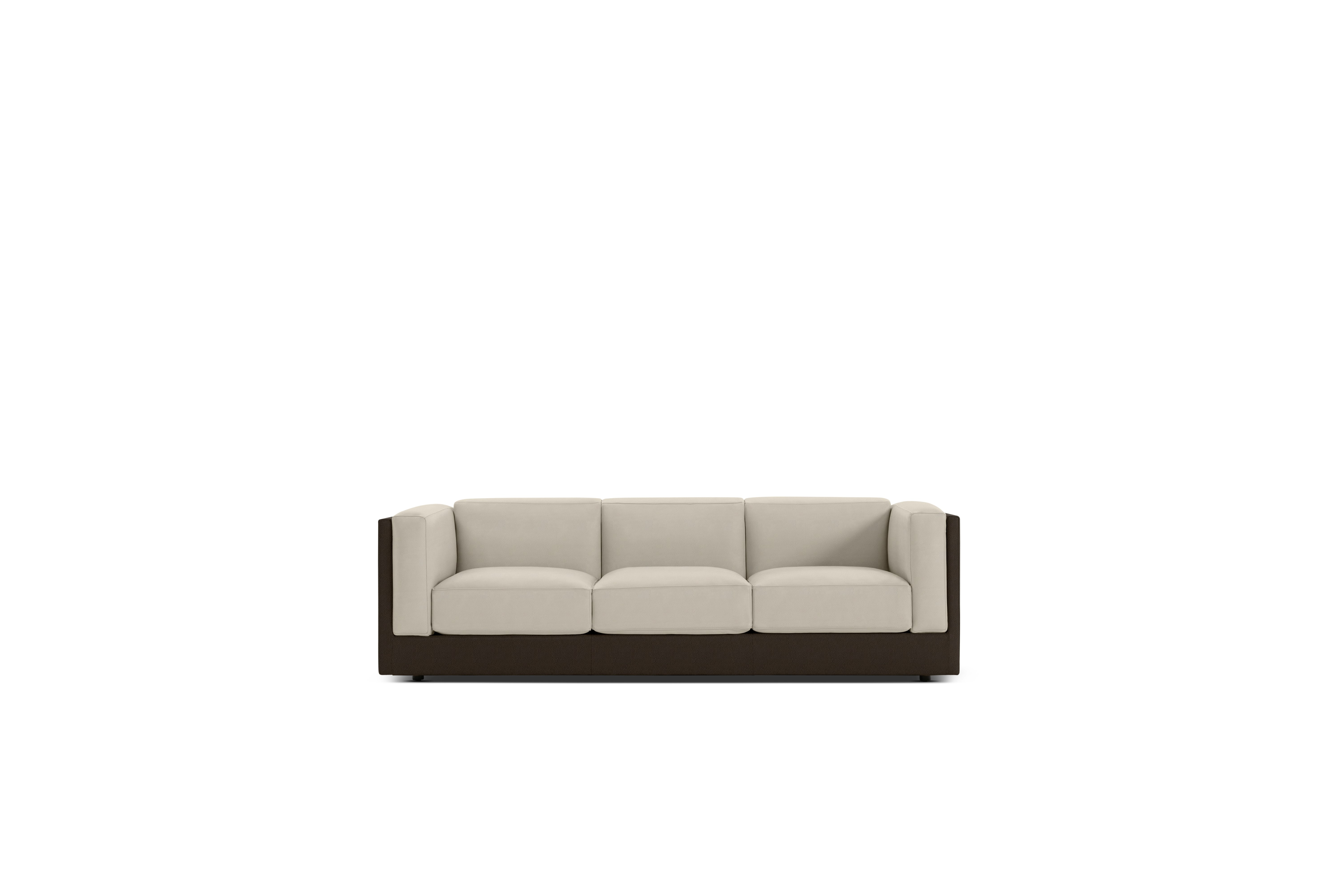 Symme Sofa - Three Seater, Leather Frame, Prone Leather, Java, Prone Leather, Timbre