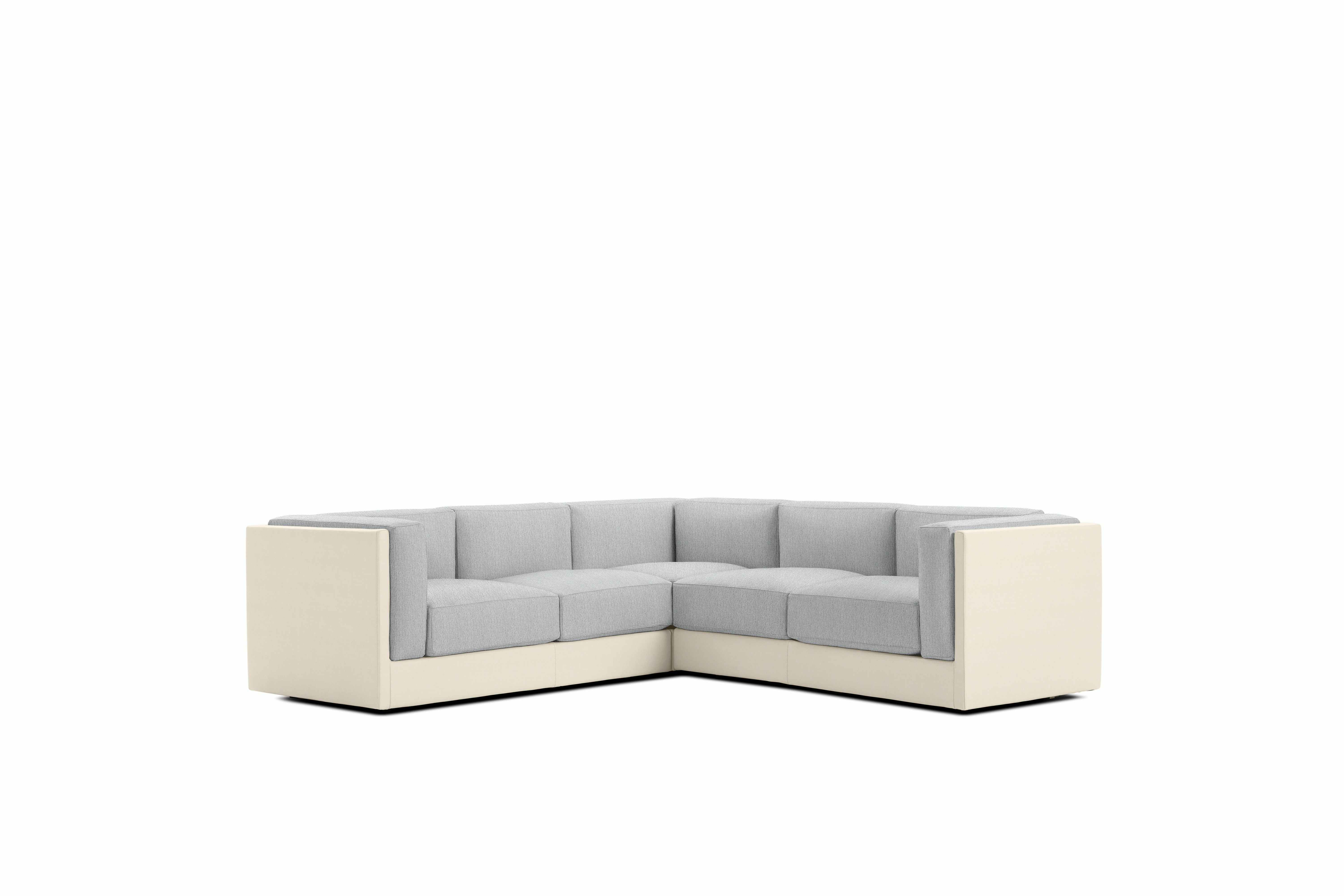 Symme Corner Sectional - Leather Frame,  Prone Leather,  Lotus,  Pebble Weave,  Fog