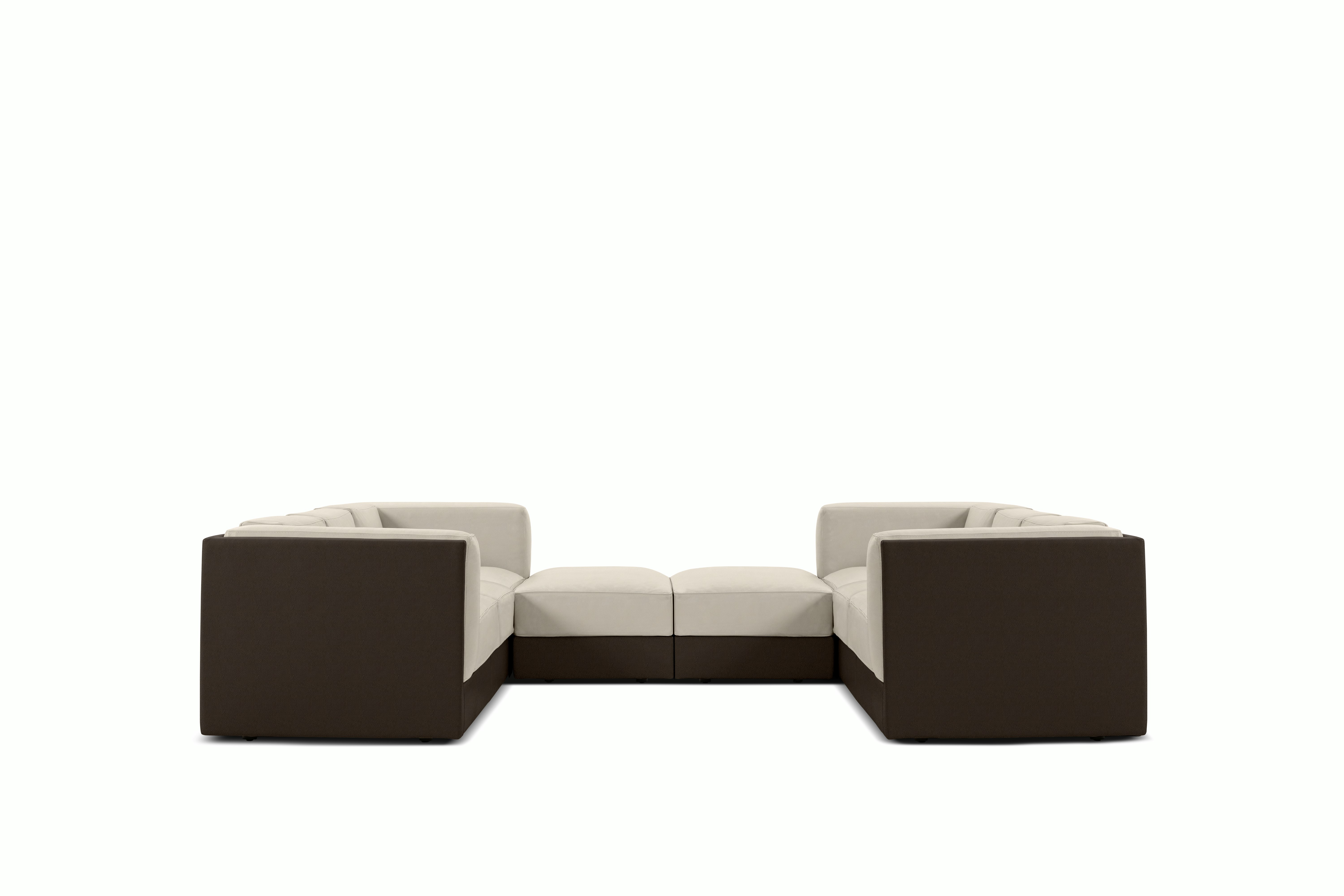 Symme U-Sectional - Leather Frame,  Prone Leather,  Java,  Prone Leather,  Timbre
