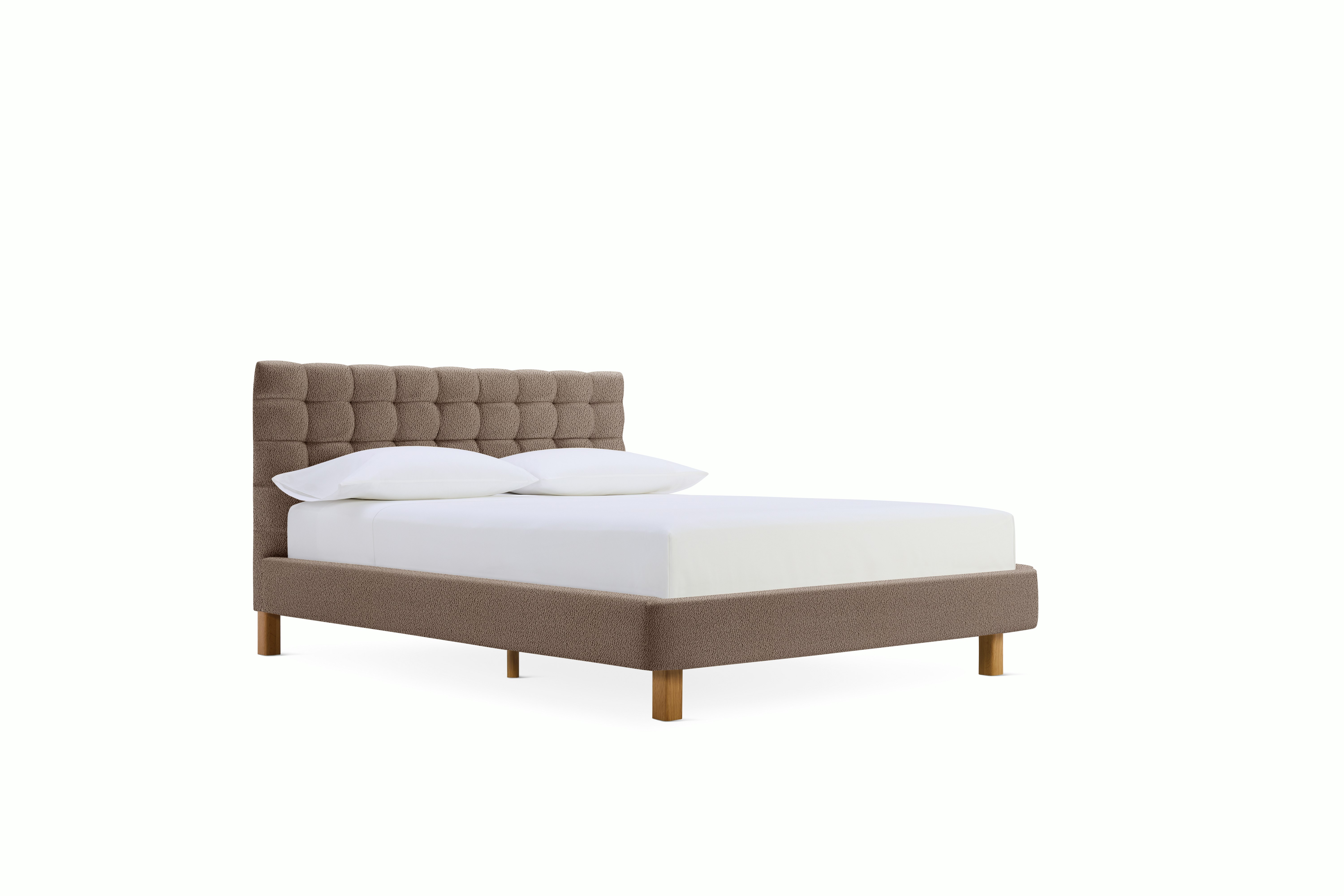 A Madeleine Bed in Turf Ashbrown viewed from the front.