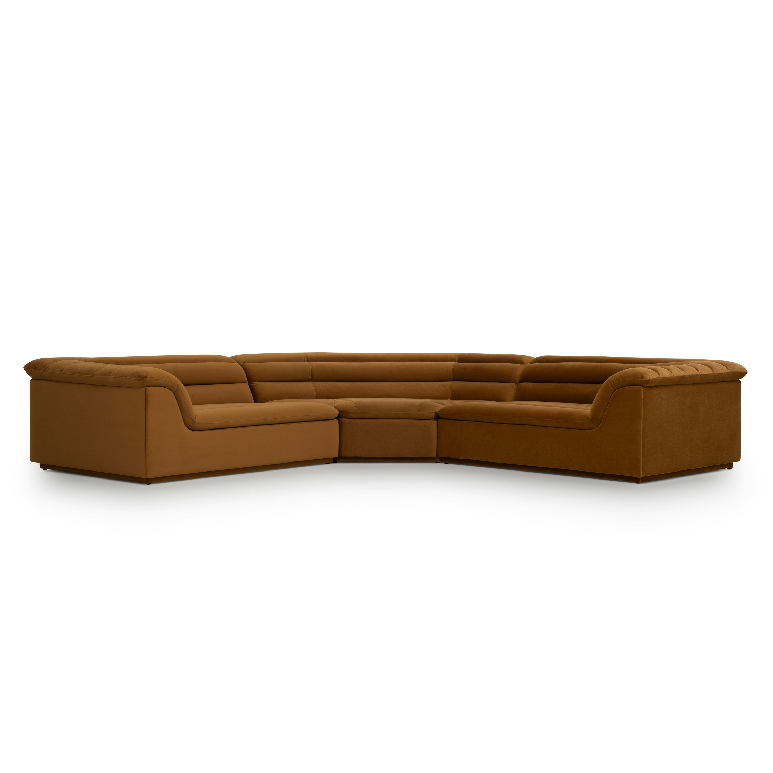 Float Sectional - 3 Piece Modular Sectional, SE Malibu Velvet, Cognac