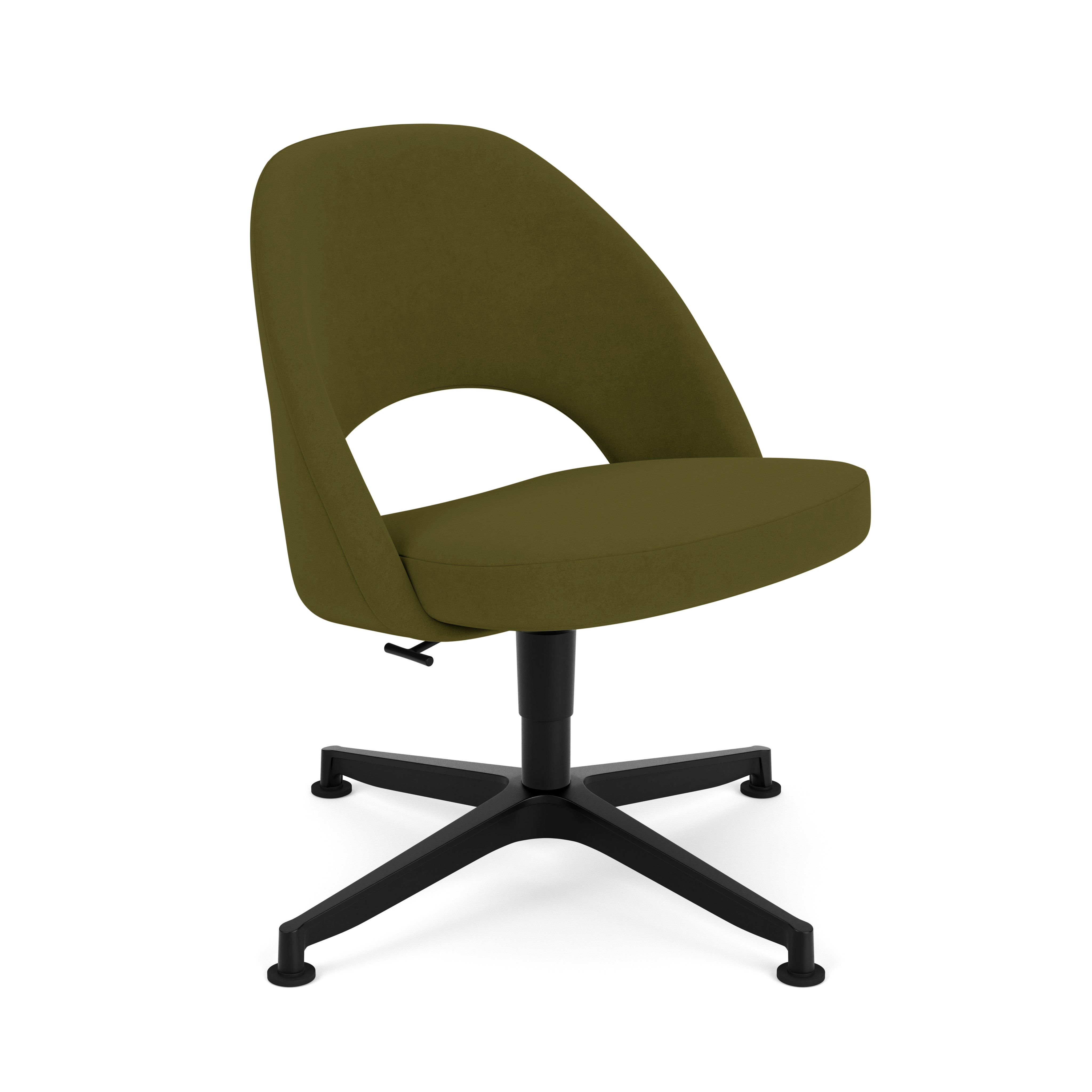Saarinen Executive Office Side Chair - 4 Star,  Ultrasuede,  Moss,  Black Base,  Glides