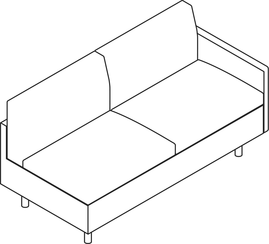A line drawing - Tuxedo Classic Sectional Sofa | Settee | Left Arm