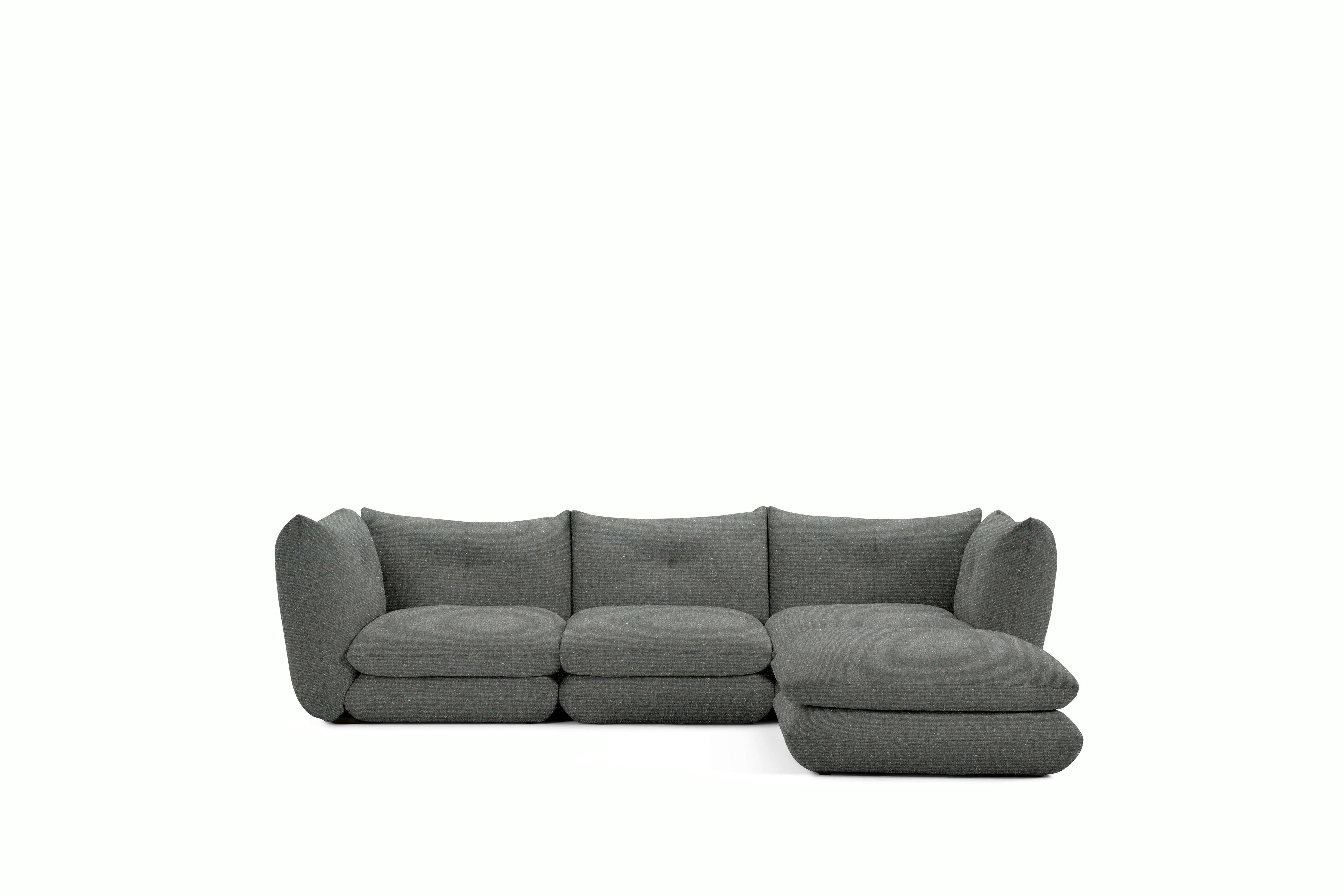 Perron Pillo Sectional - Three Seater with Ottoman, Standard, Buzz, Whirlwind