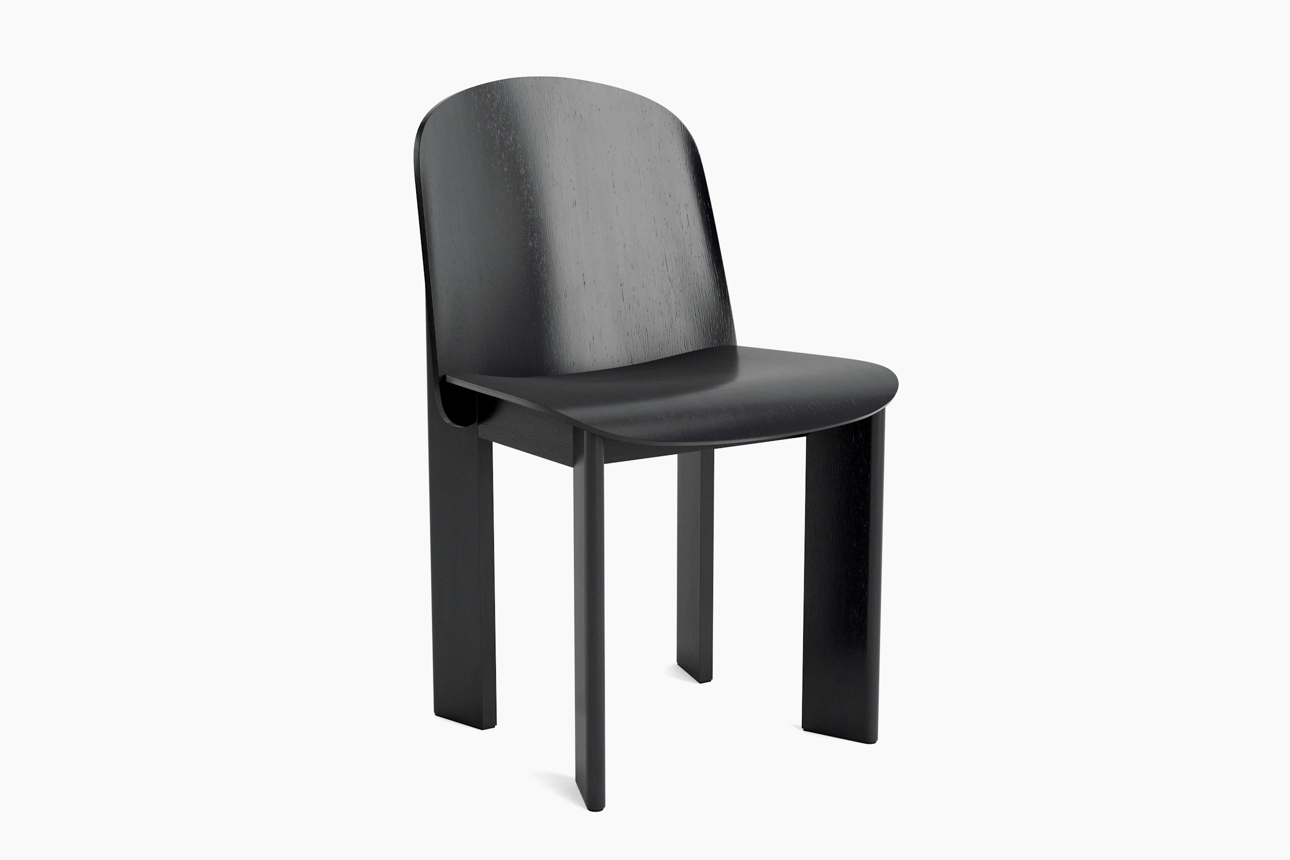 Chisel Chair in black oak, angled view