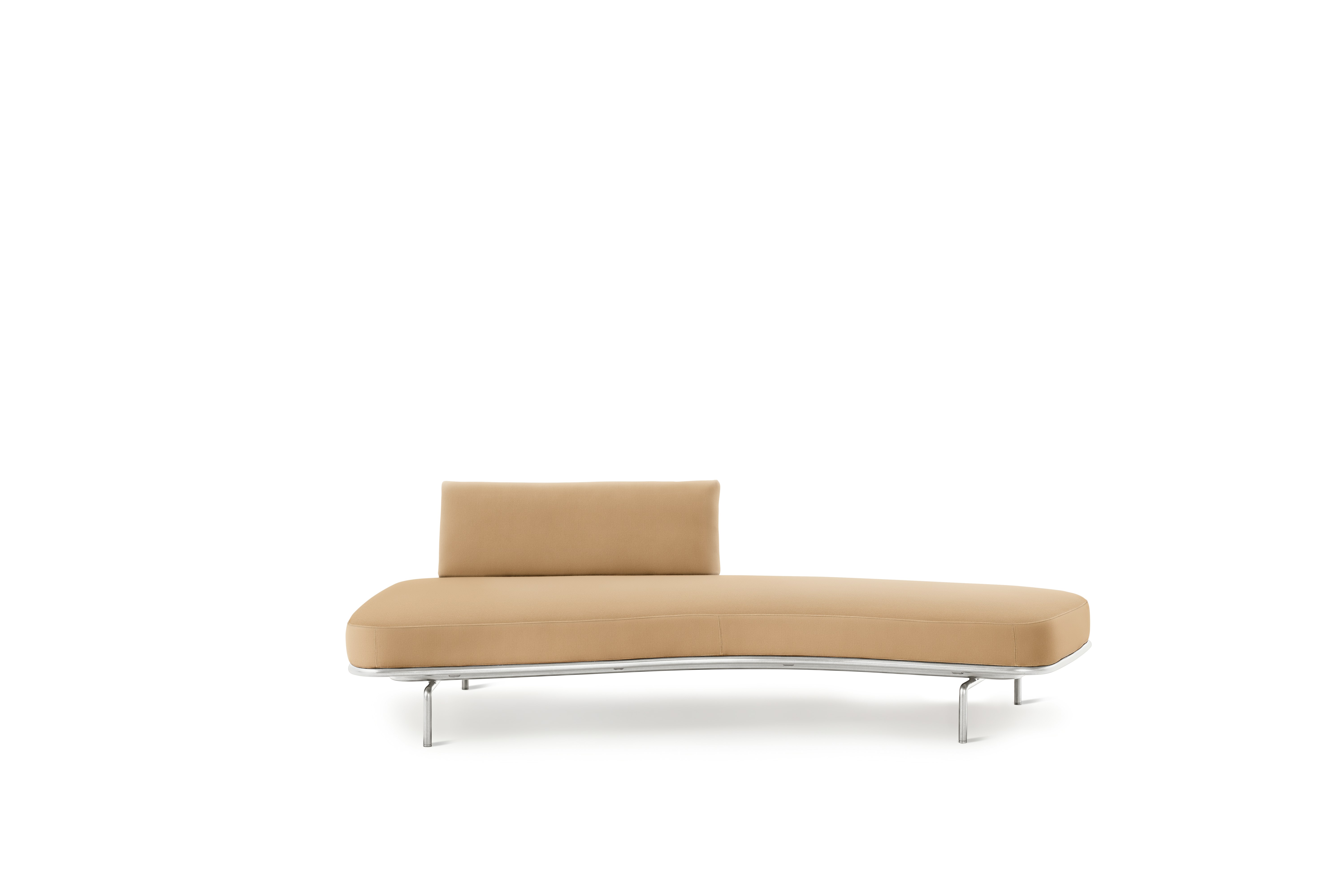 Panoramic Sofa - Right ,  Single Large,  Hopsack,  Stucco,  Chrome