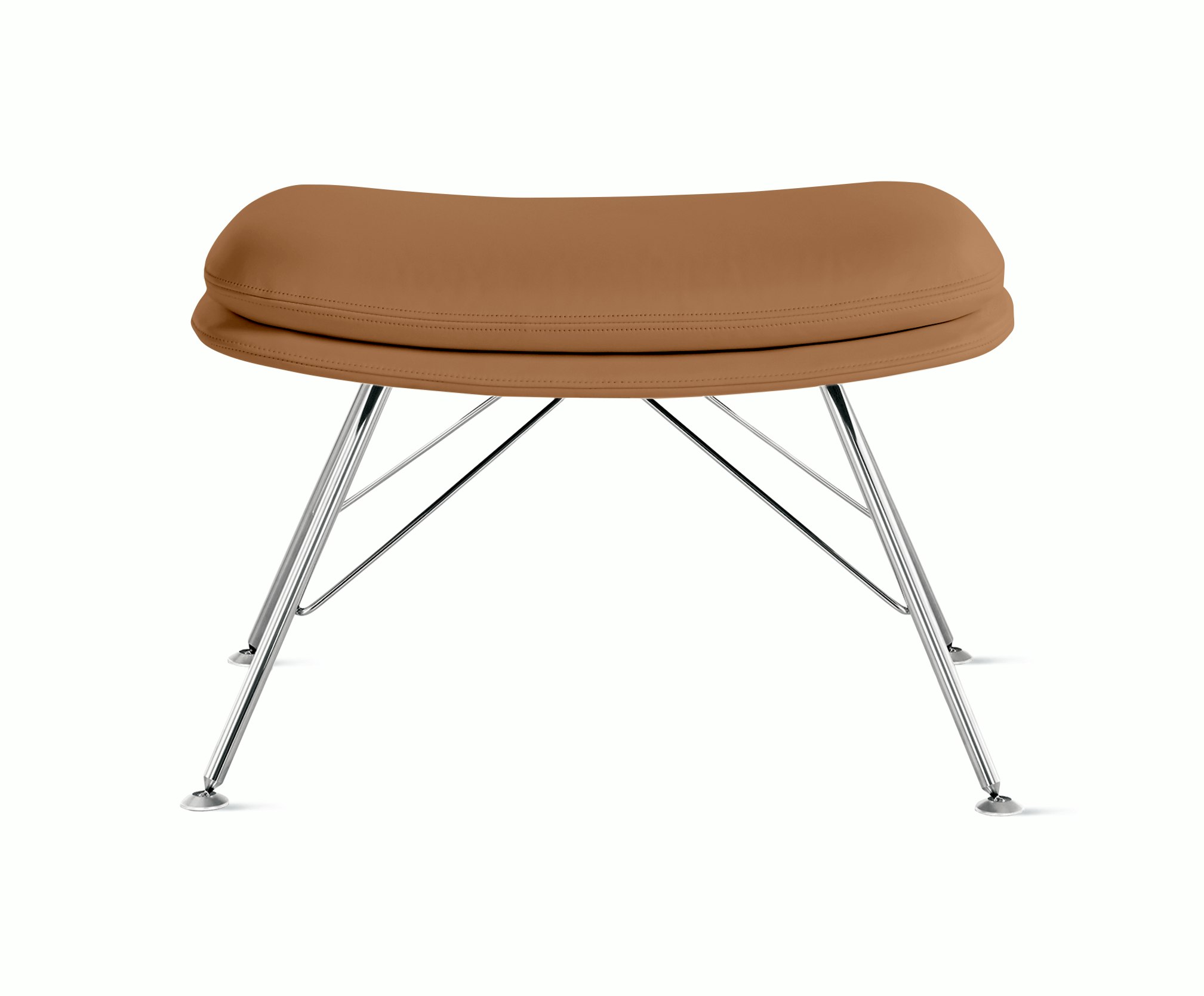 Striad Ottoman in Wire Base Trivalent Chrome Prone Leather,  Bricolage