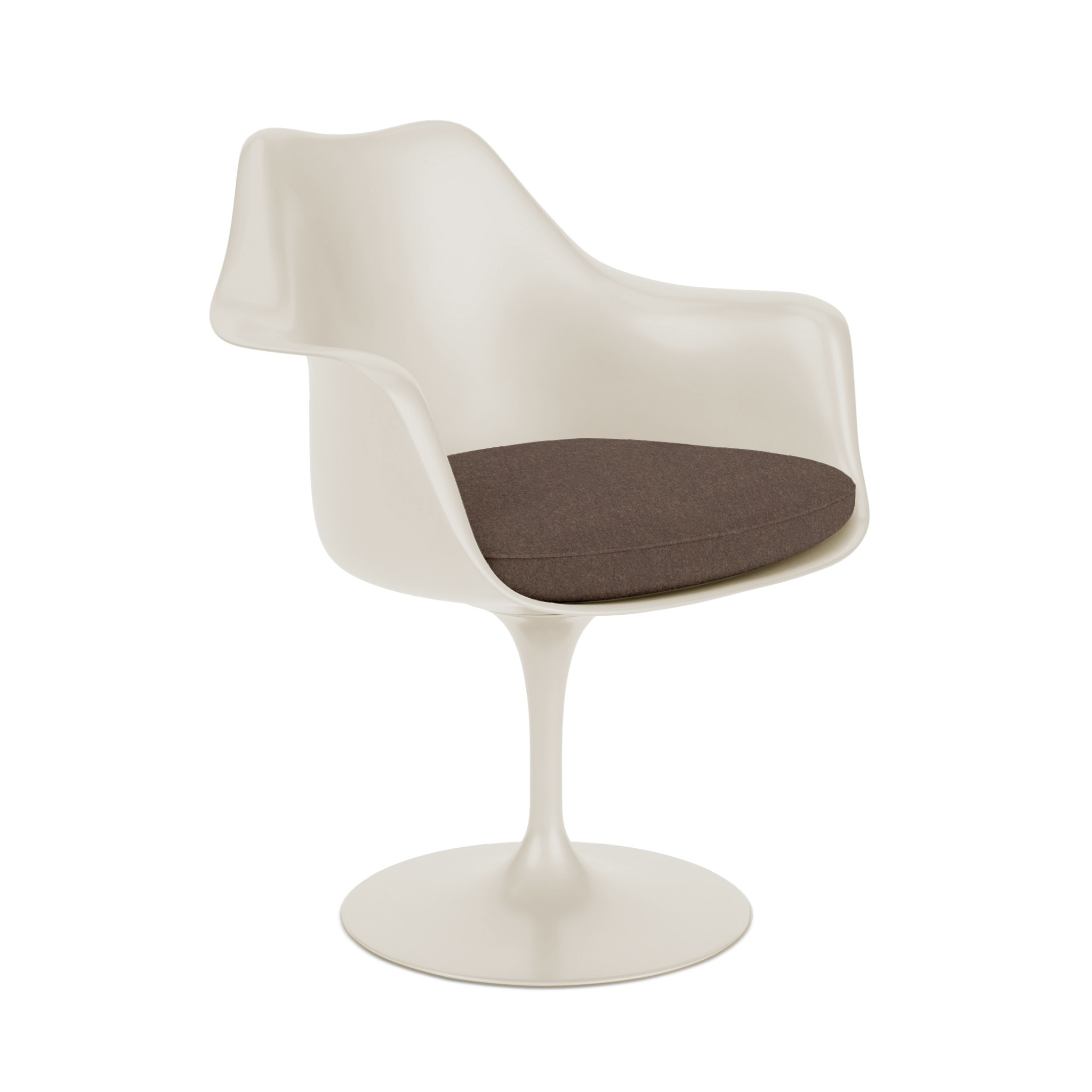Tulip Armchair in leaf and cream viewed from an angle