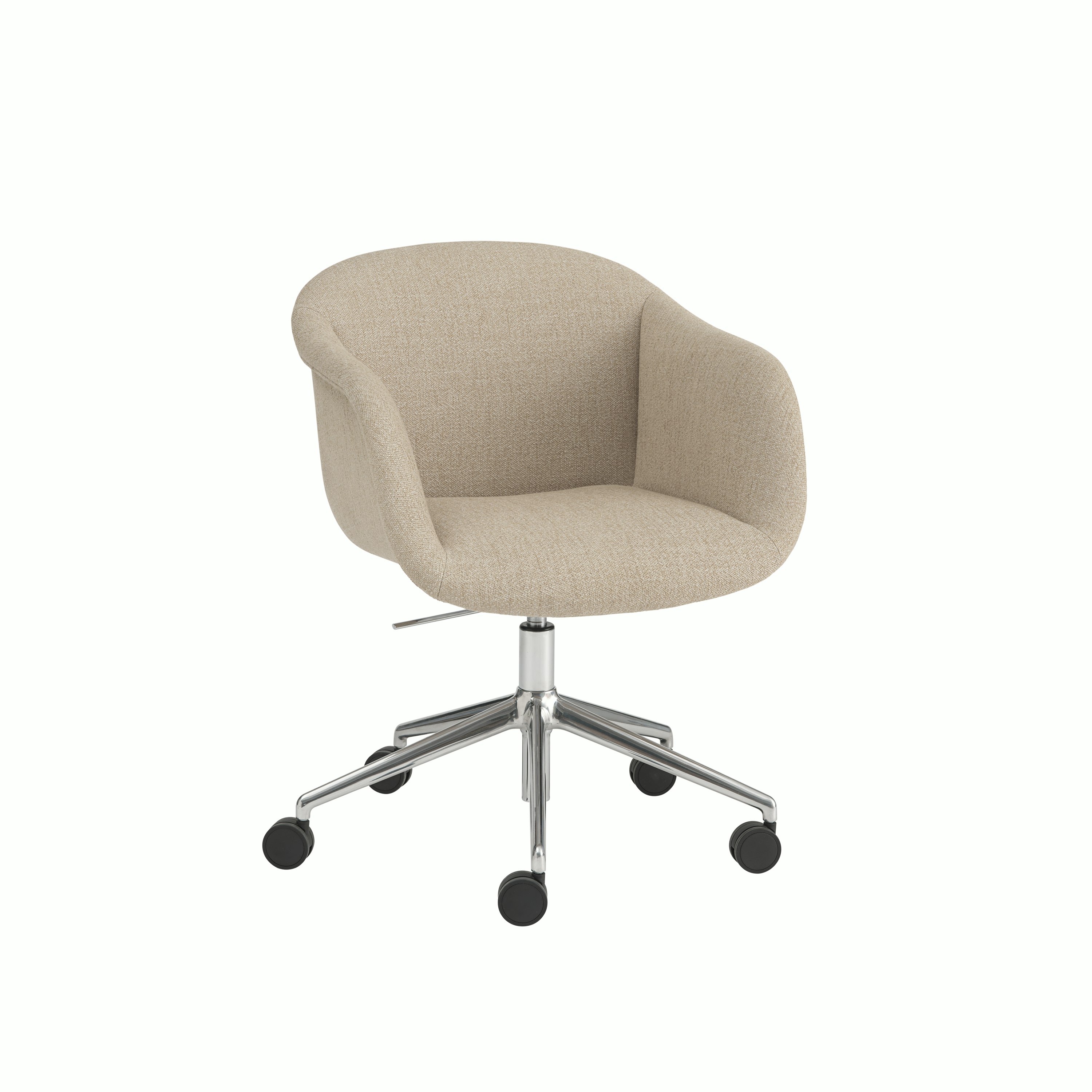 Fiber Soft Armchair Swivel w. Gas Lift & Castors Ecriture 240 Polished Aluminum Packshot