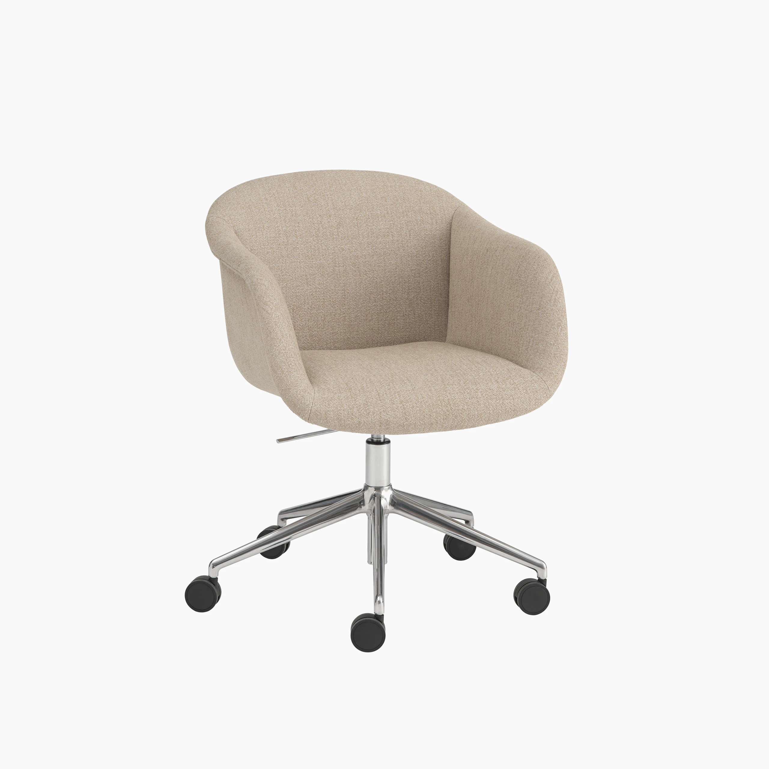 Fiber Soft Armchair Swivel w. Gas Lift & Castors Ecriture 240 Polished Aluminum Packshot