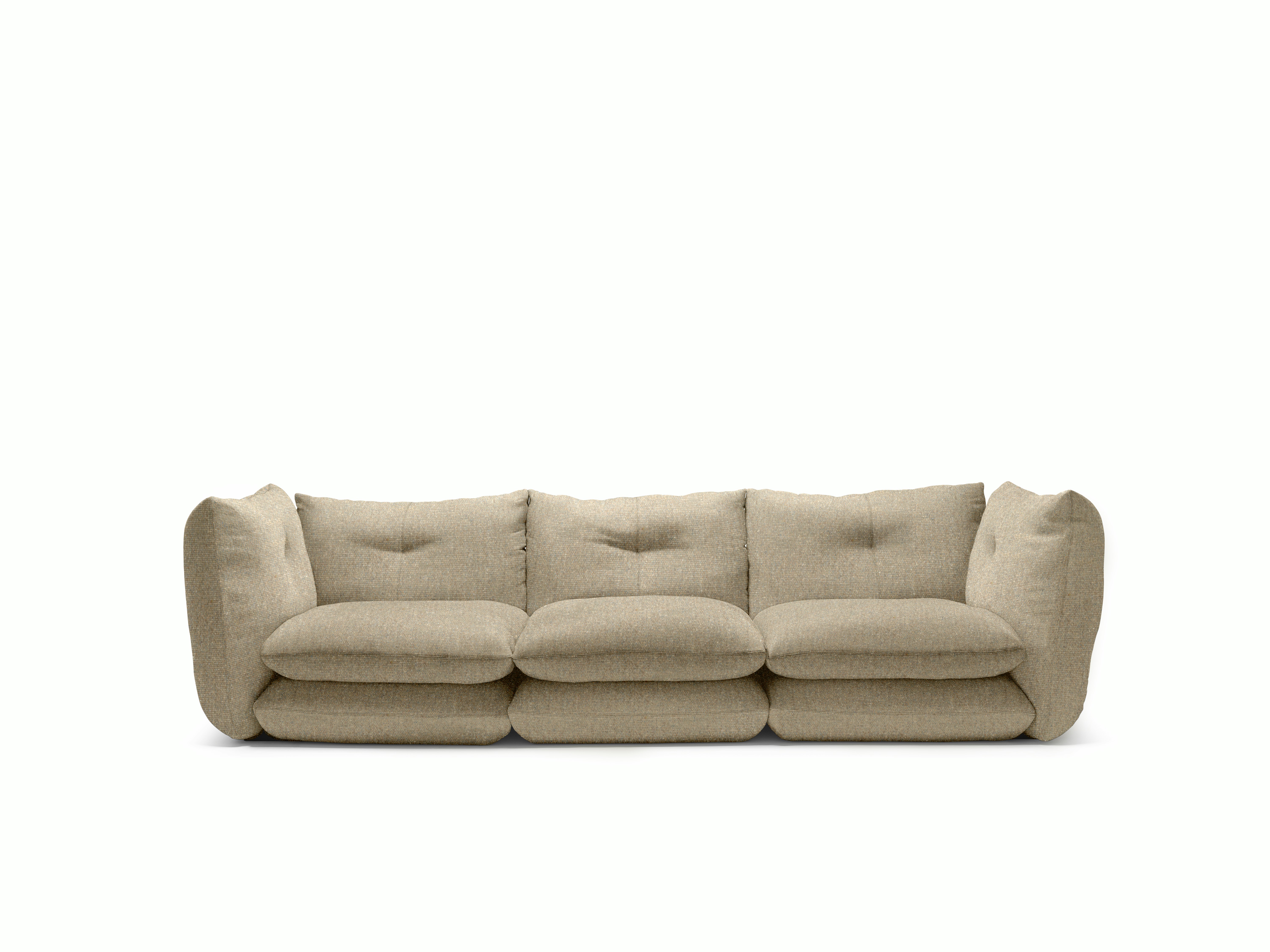 Pillo Sofa -  Three Seater, Standard, Buzz, Grain