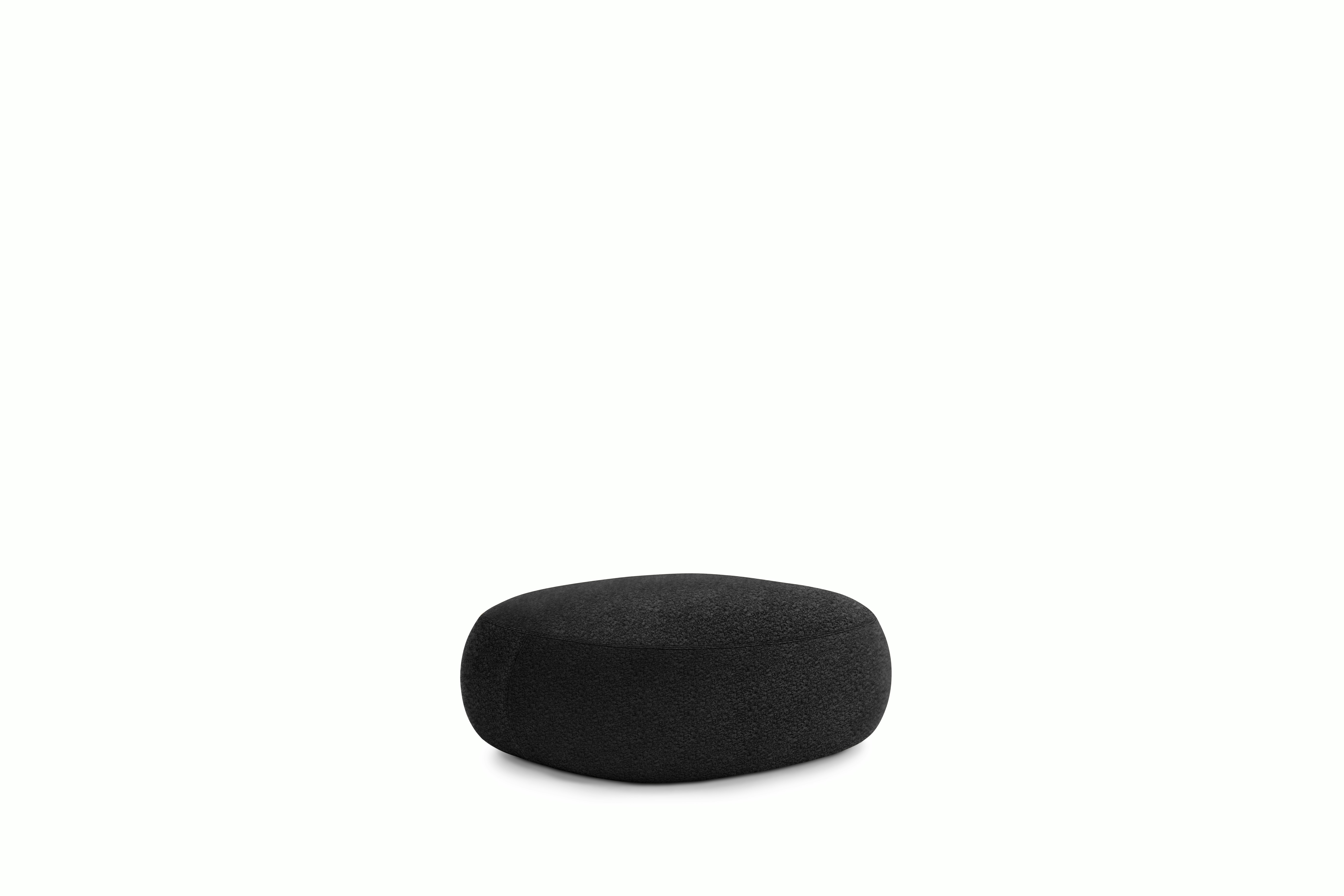 A Biboni Ottoman in Noir viewed from an angle.